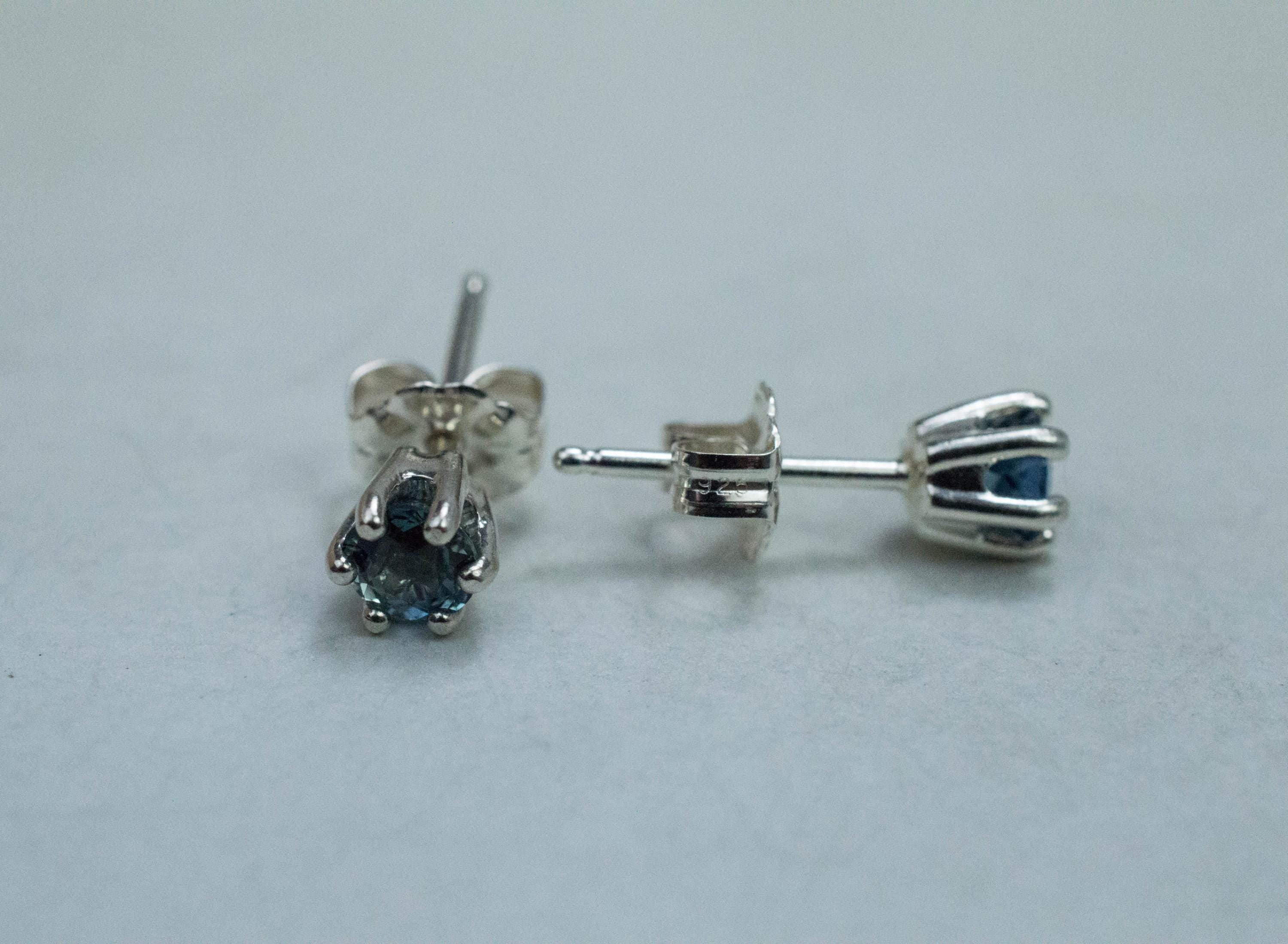 Teal Sapphire Earrings; Natural Untreated Madagascar Sapphire; 0.720cts - Mark Oliver Gems