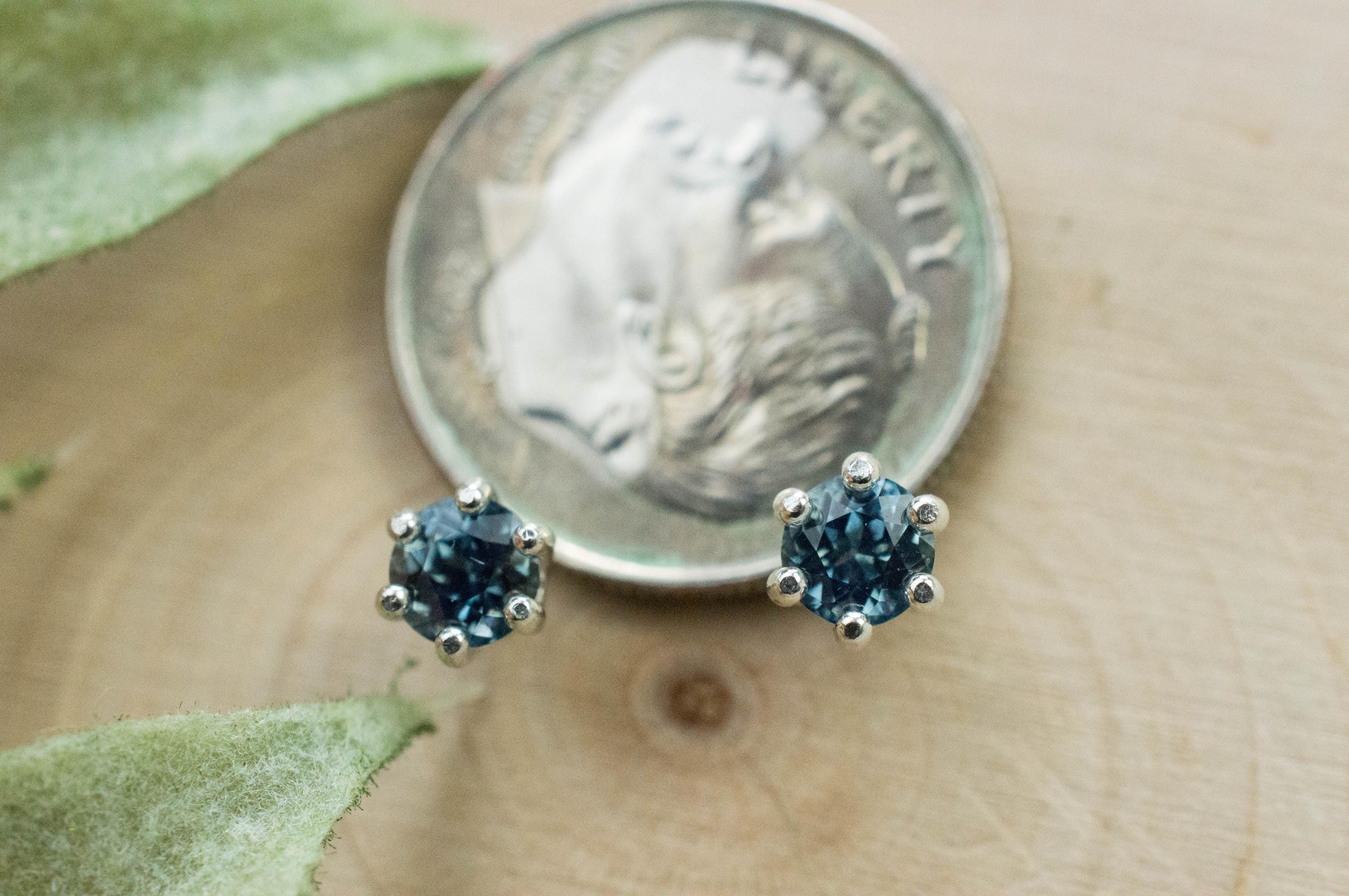 Teal Sapphire Earrings; Natural Untreated Madagascar Sapphire; 0.720cts - Mark Oliver Gems