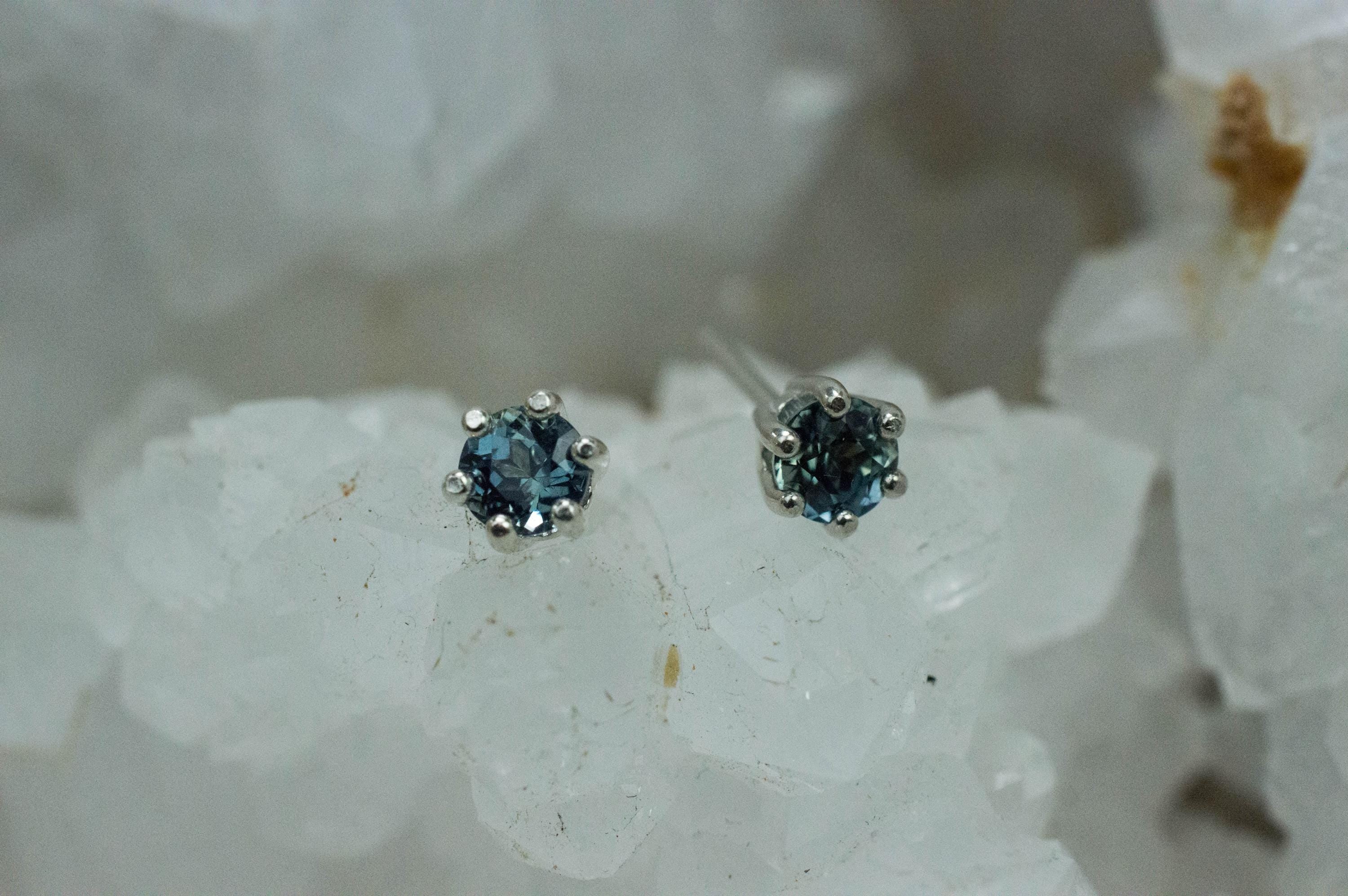 Teal Sapphire Earrings; Natural Untreated Madagascar Sapphire; 0.720cts - Mark Oliver Gems