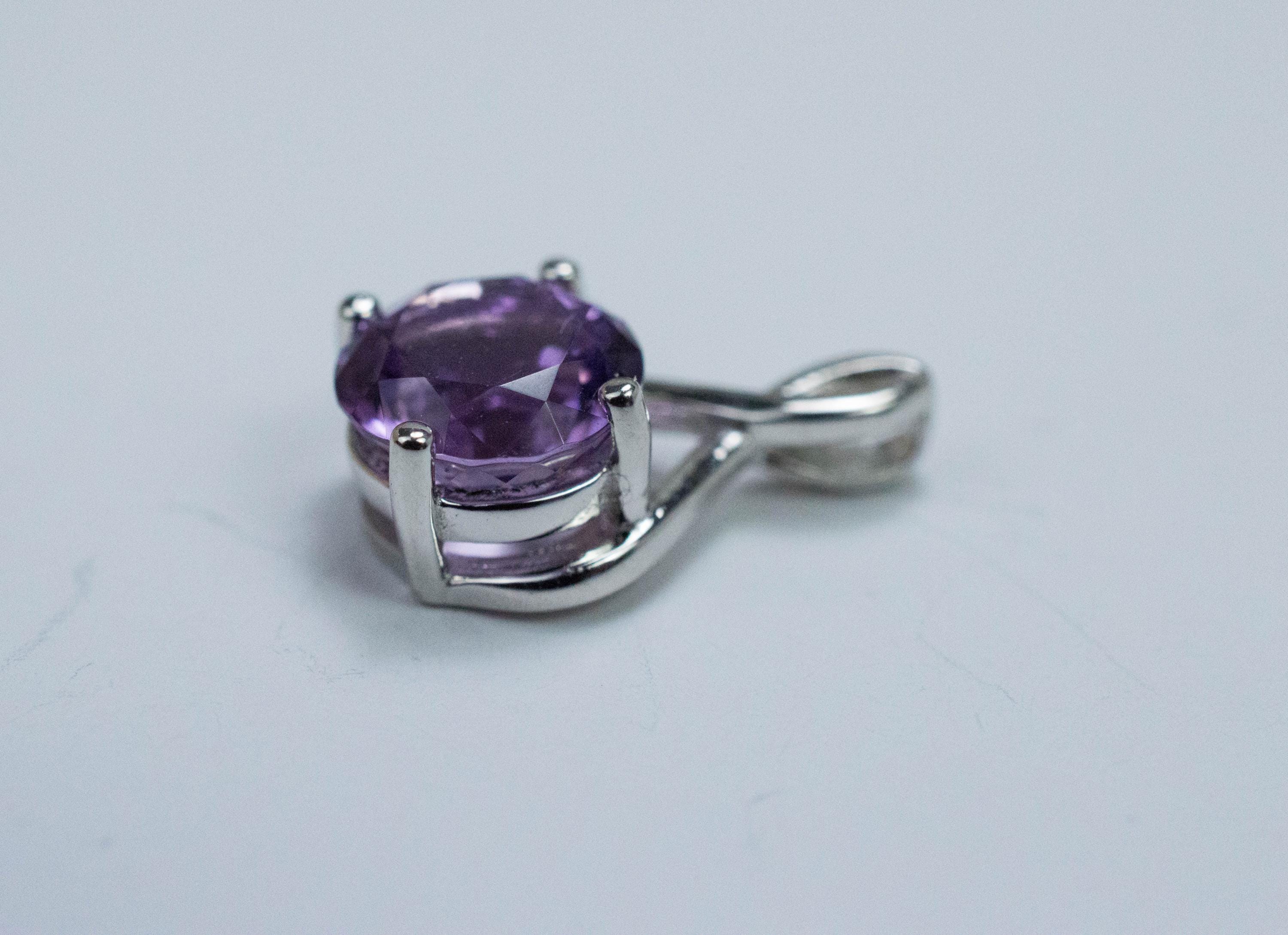 Amethyst Pendant, Natural Untreated Brazil Amethyst; 1.140cts - Mark Oliver Gems