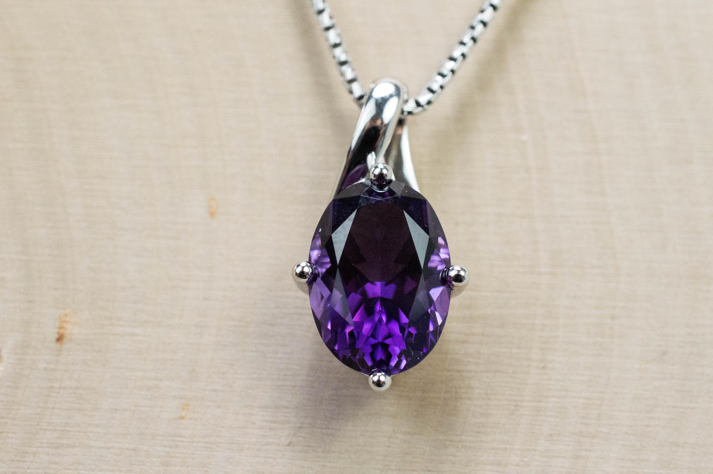 Amethyst Pendant, Natural Untreated Brazil Amethyst; 5.400cts - Mark Oliver Gems