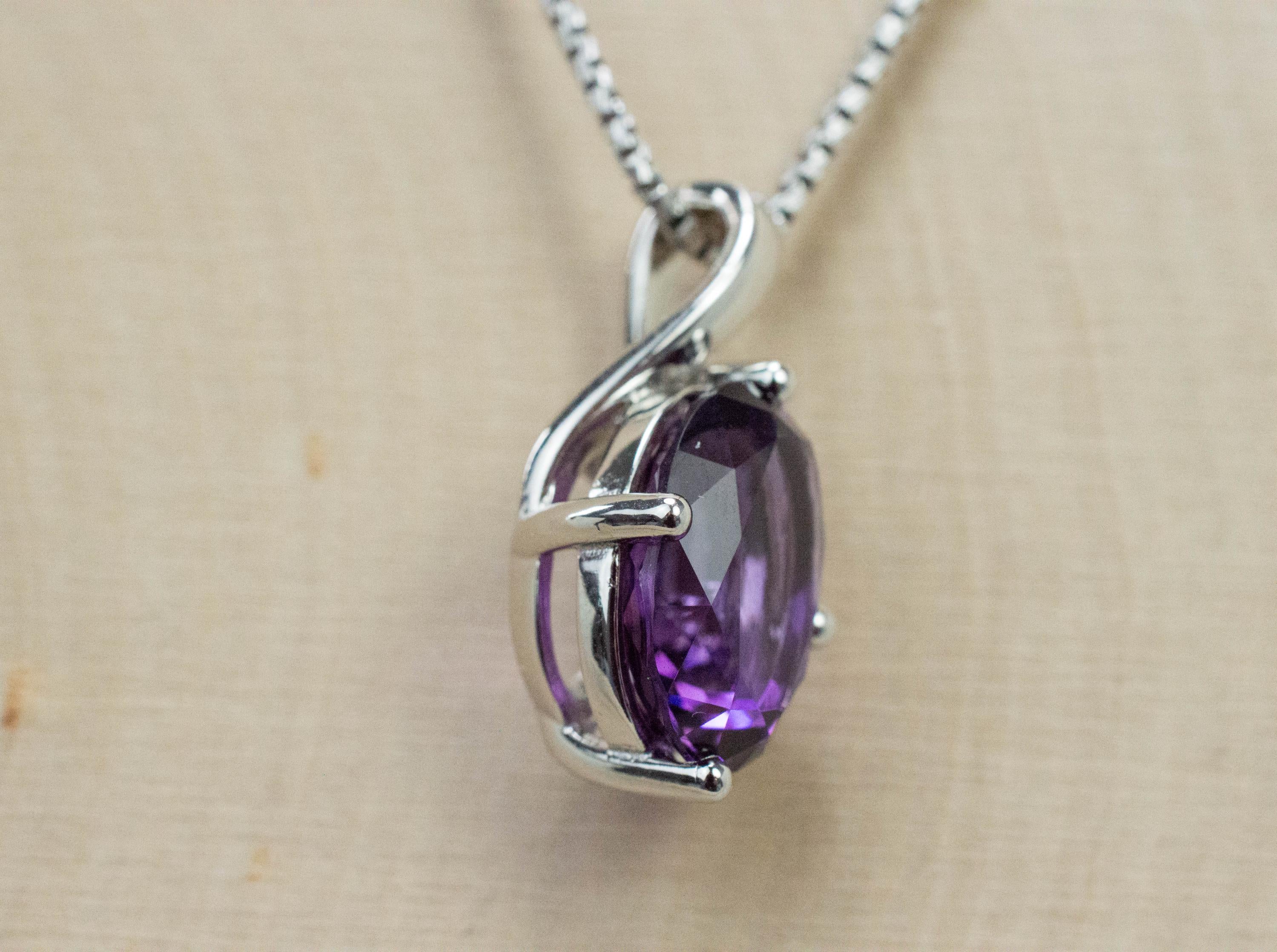 Amethyst Pendant, Natural Untreated Brazil Amethyst; 5.400cts - Mark Oliver Gems