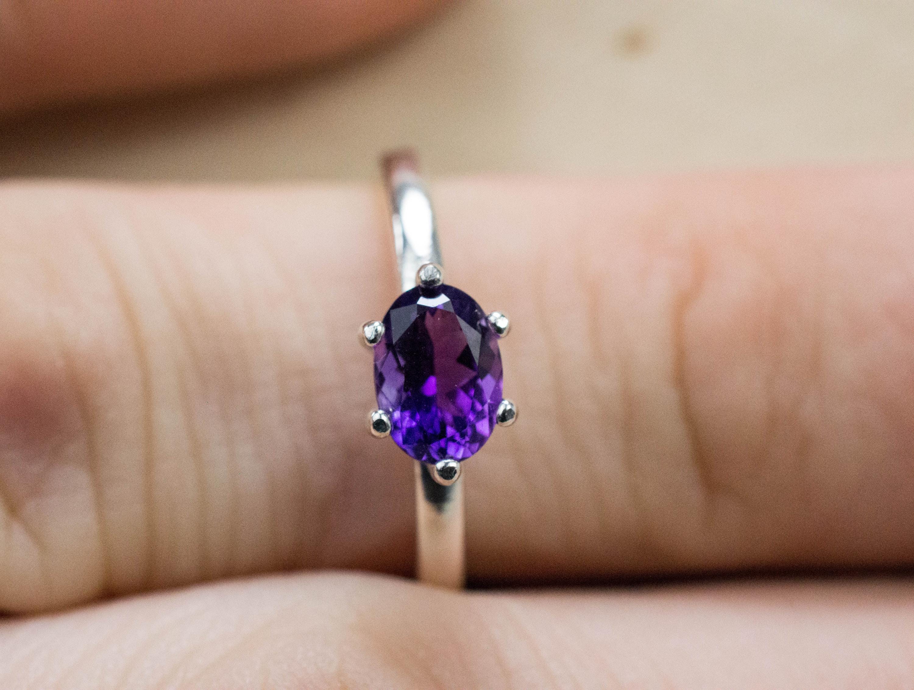 Amethyst Ring; Natural Untreated Uruguay Amethyst; 0.735cts - Mark Oliver Gems