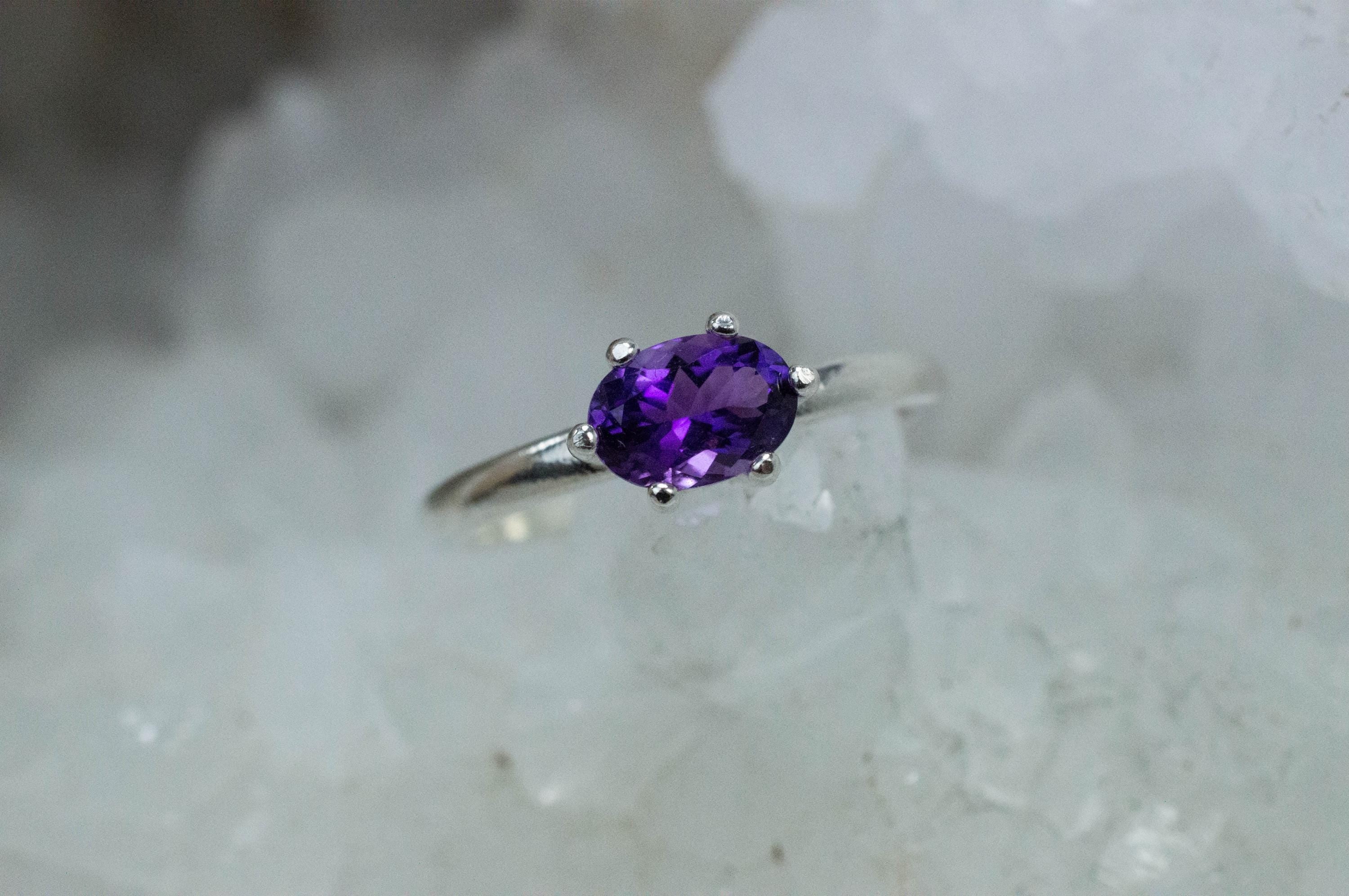Amethyst Ring; Natural Untreated Uruguay Amethyst; 0.735cts - Mark Oliver Gems