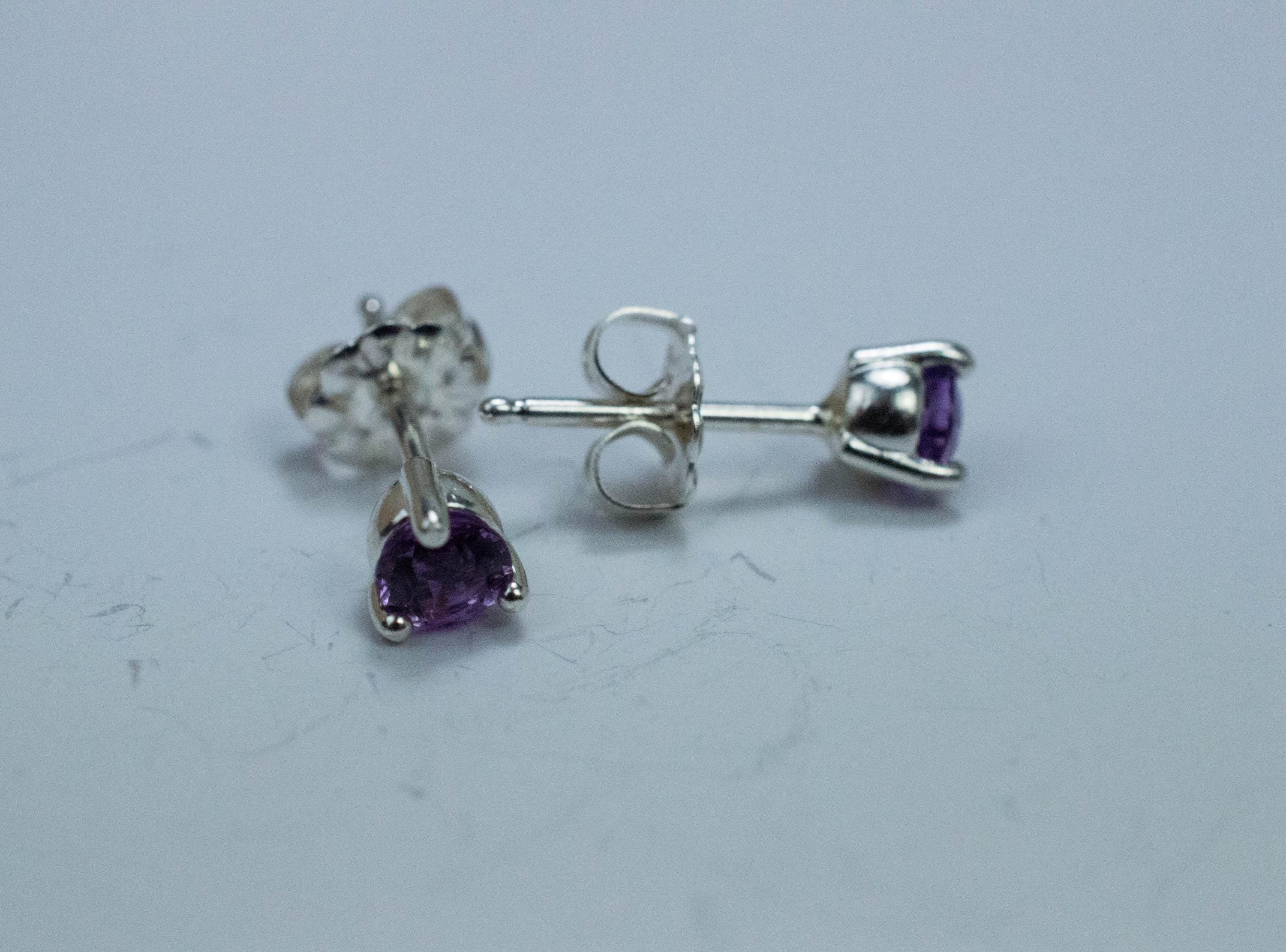 Amethyst Earrings, Natural Untreated Brazilian Amethyst; 0.430cts - Mark Oliver Gems