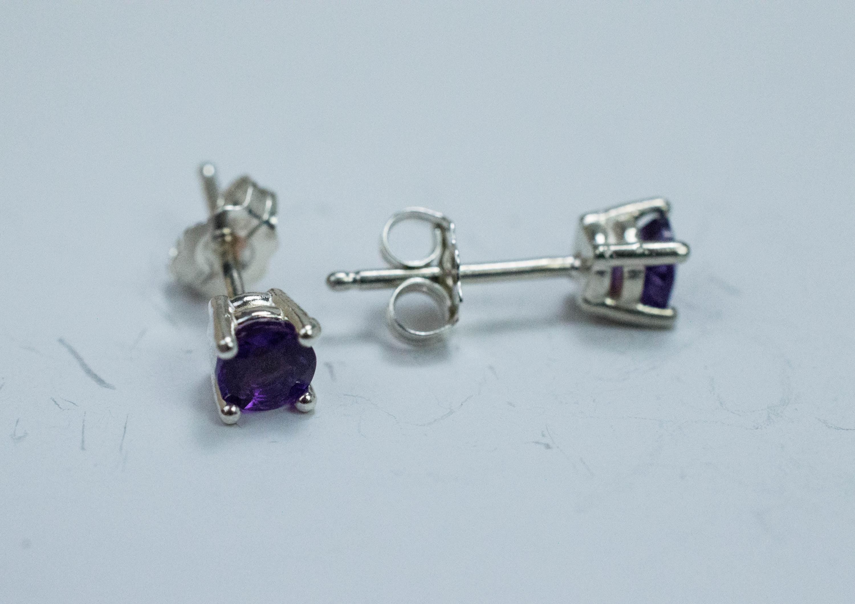 Amethyst Earrings, Natural Untreated Brazilian Amethyst; 0.500cts - Mark Oliver Gems