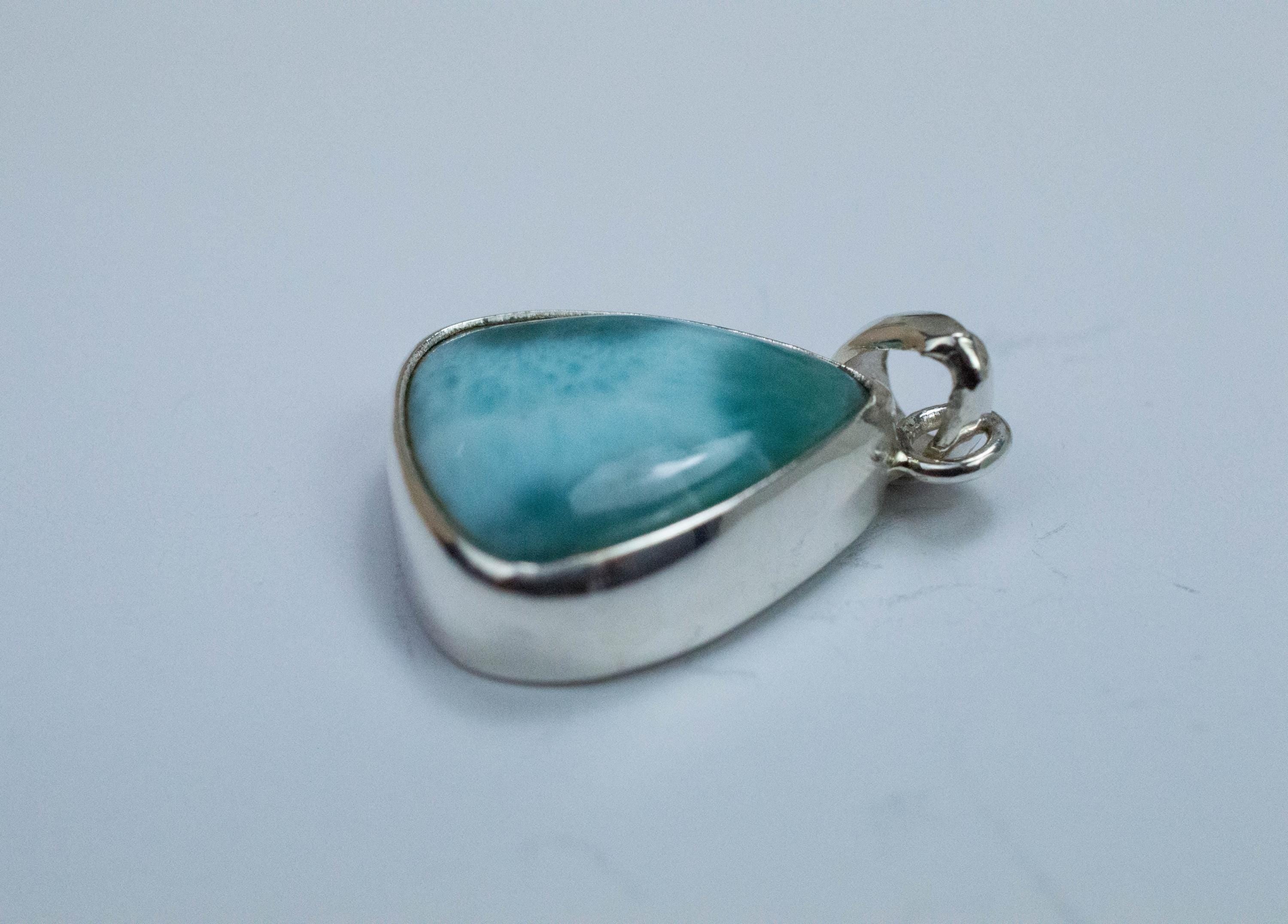 Larimar Pendant, Natural Untreated Dominican Republic Larimar, 17x15mm - Mark Oliver Gems