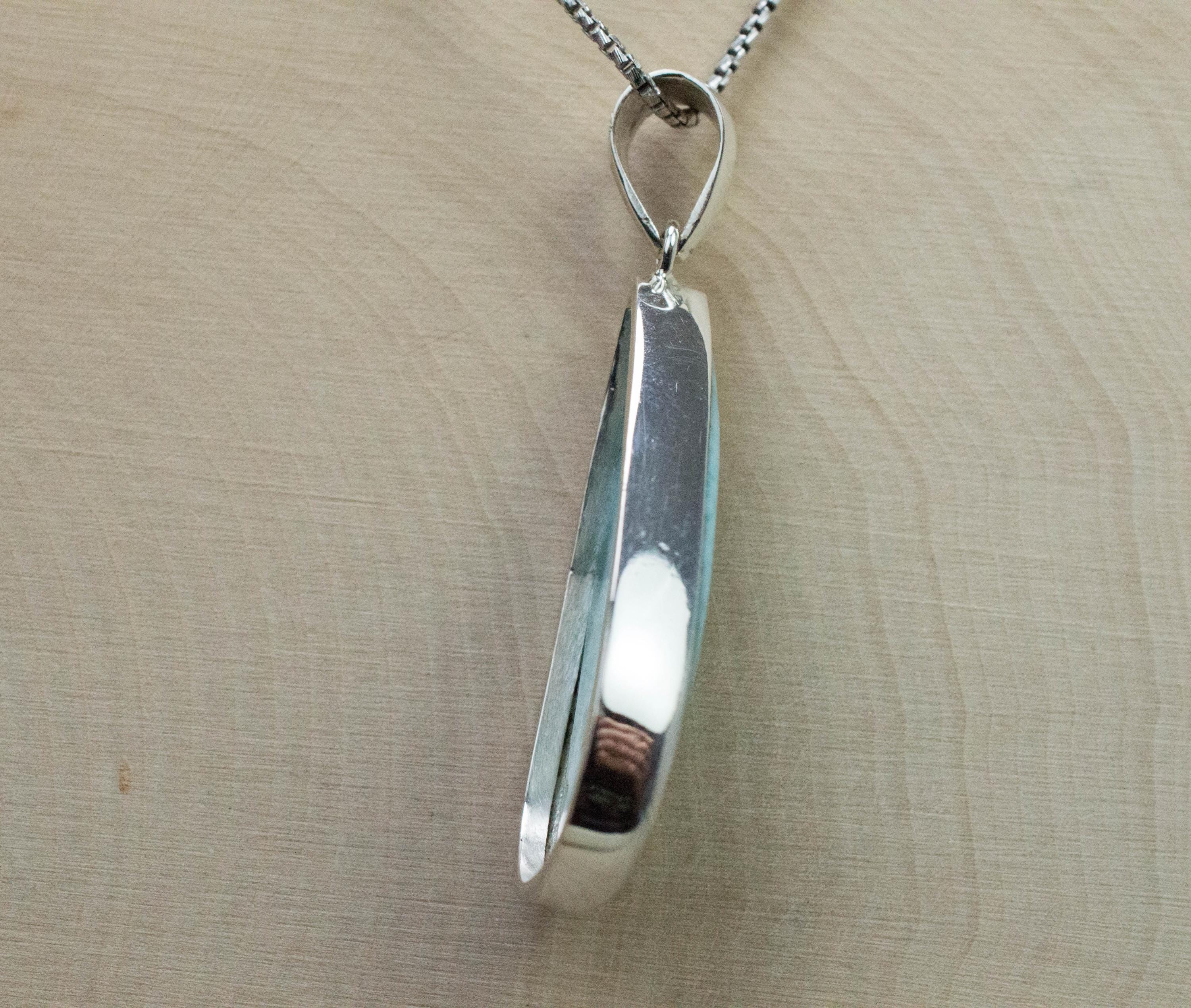 Larimar Pendant, Natural Untreated Dominican Republic Larimar, 38x22mm - Mark Oliver Gems