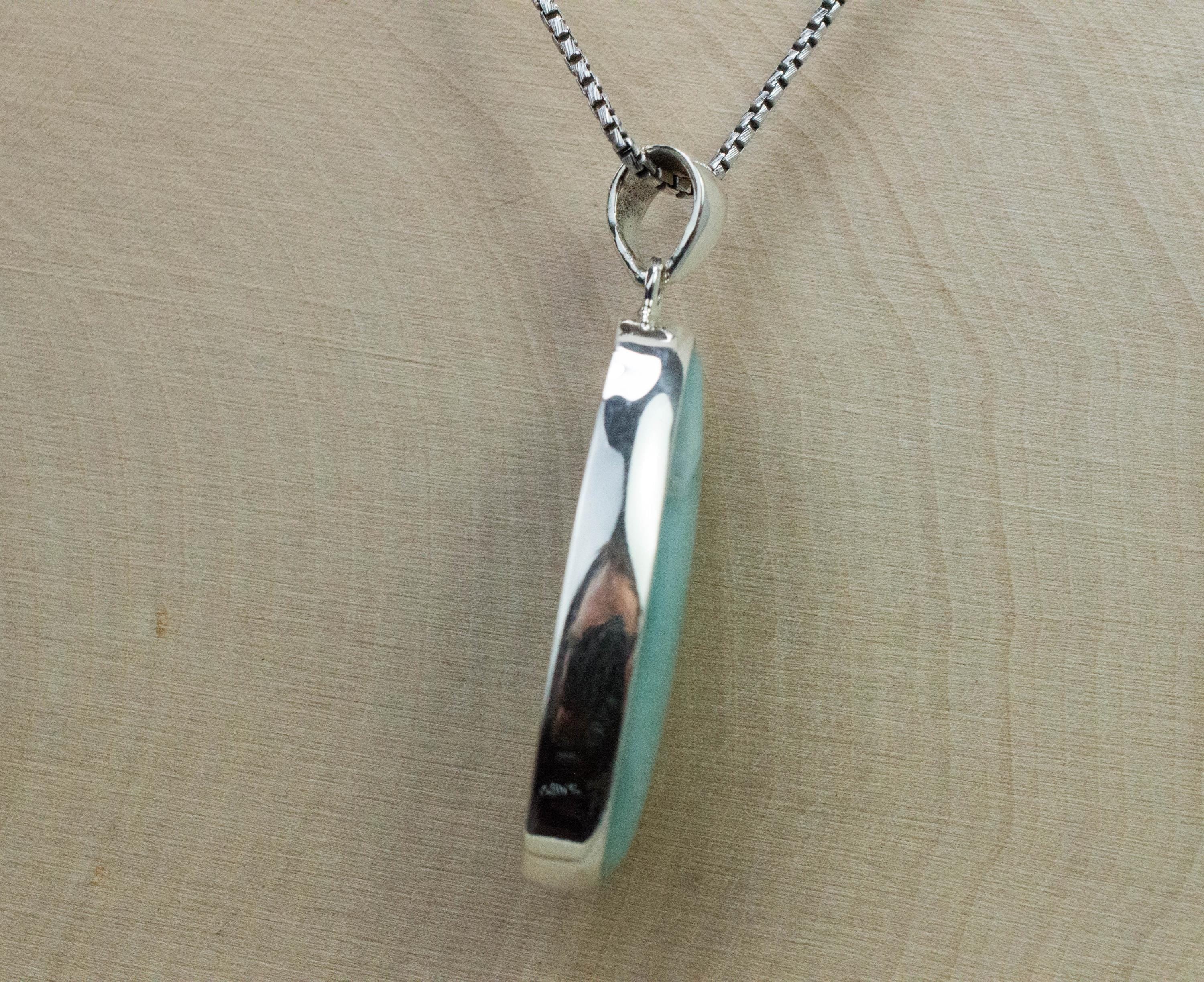 Larimar Pendant, Natural Untreated Dominican Republic Larimar, 33x17mm - Mark Oliver Gems