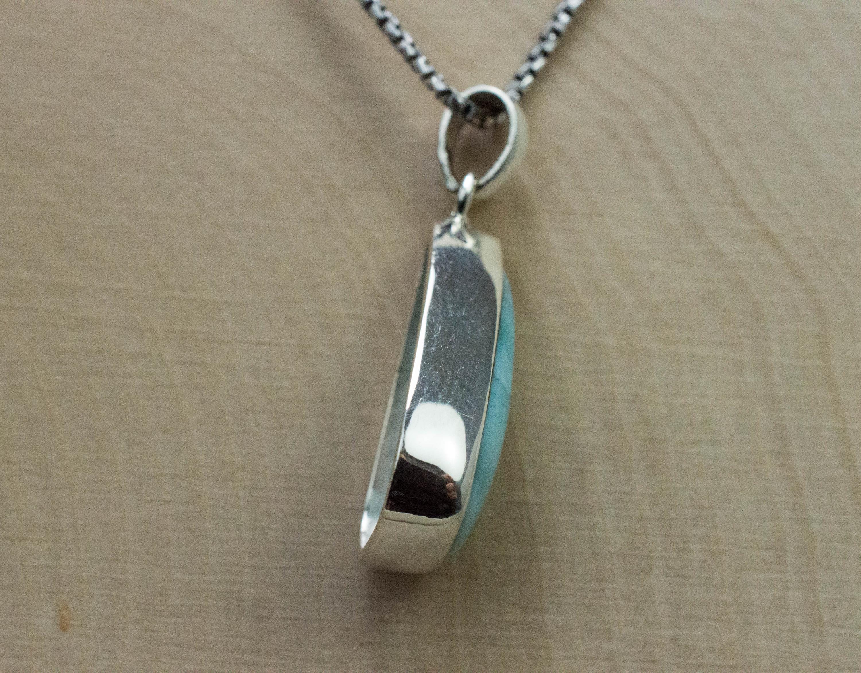 Larimar Pendant, Natural Untreated Dominican Republic Larimar, 22x13mm - Mark Oliver Gems