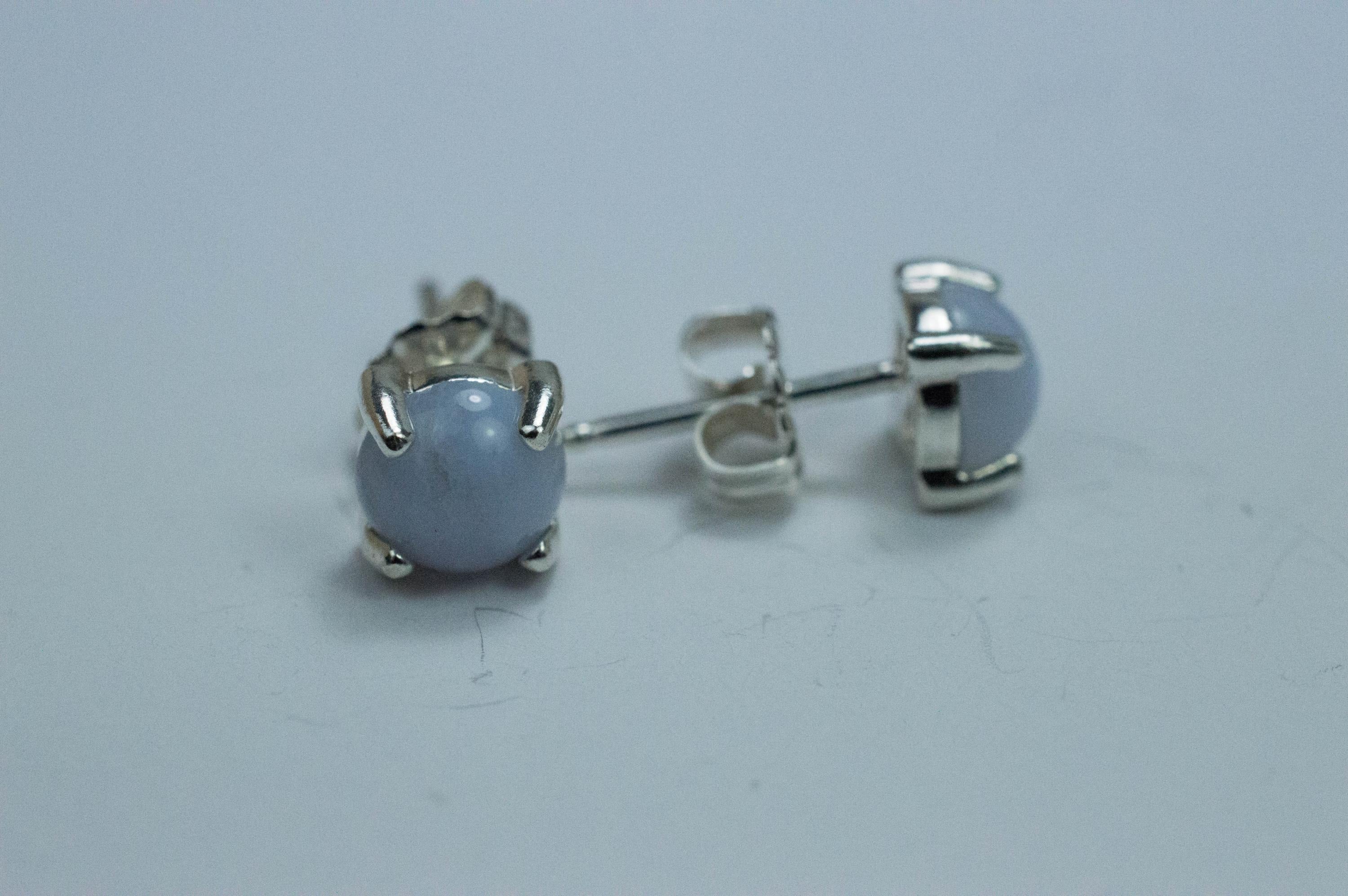 Blue Lace Earrings; Natural Untreated Namibia Agate; 1.415cts - Mark Oliver Gems