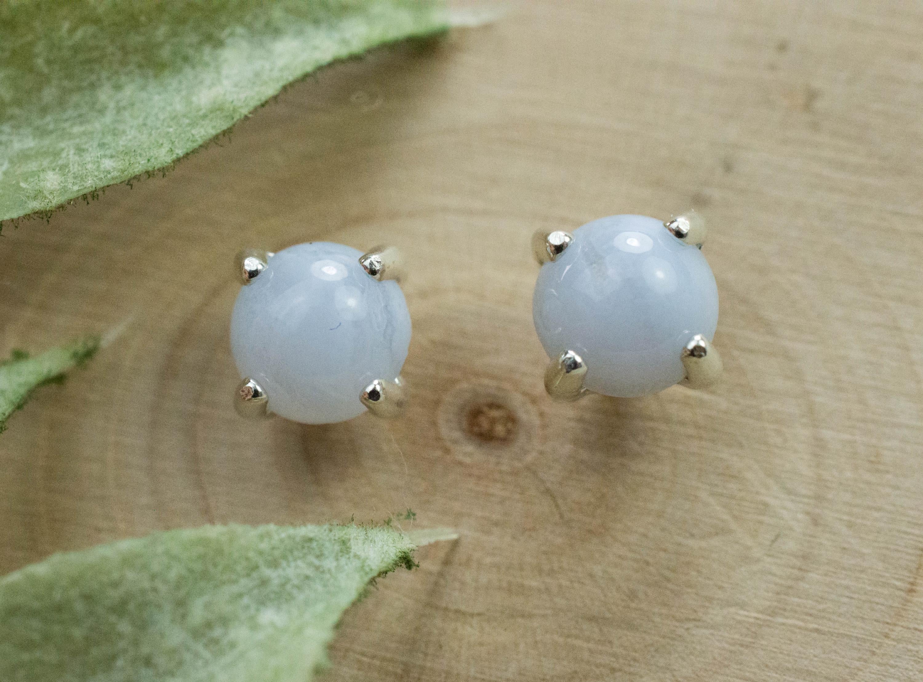 Blue Lace Earrings; Natural Untreated Namibia Agate; 1.415cts - Mark Oliver Gems
