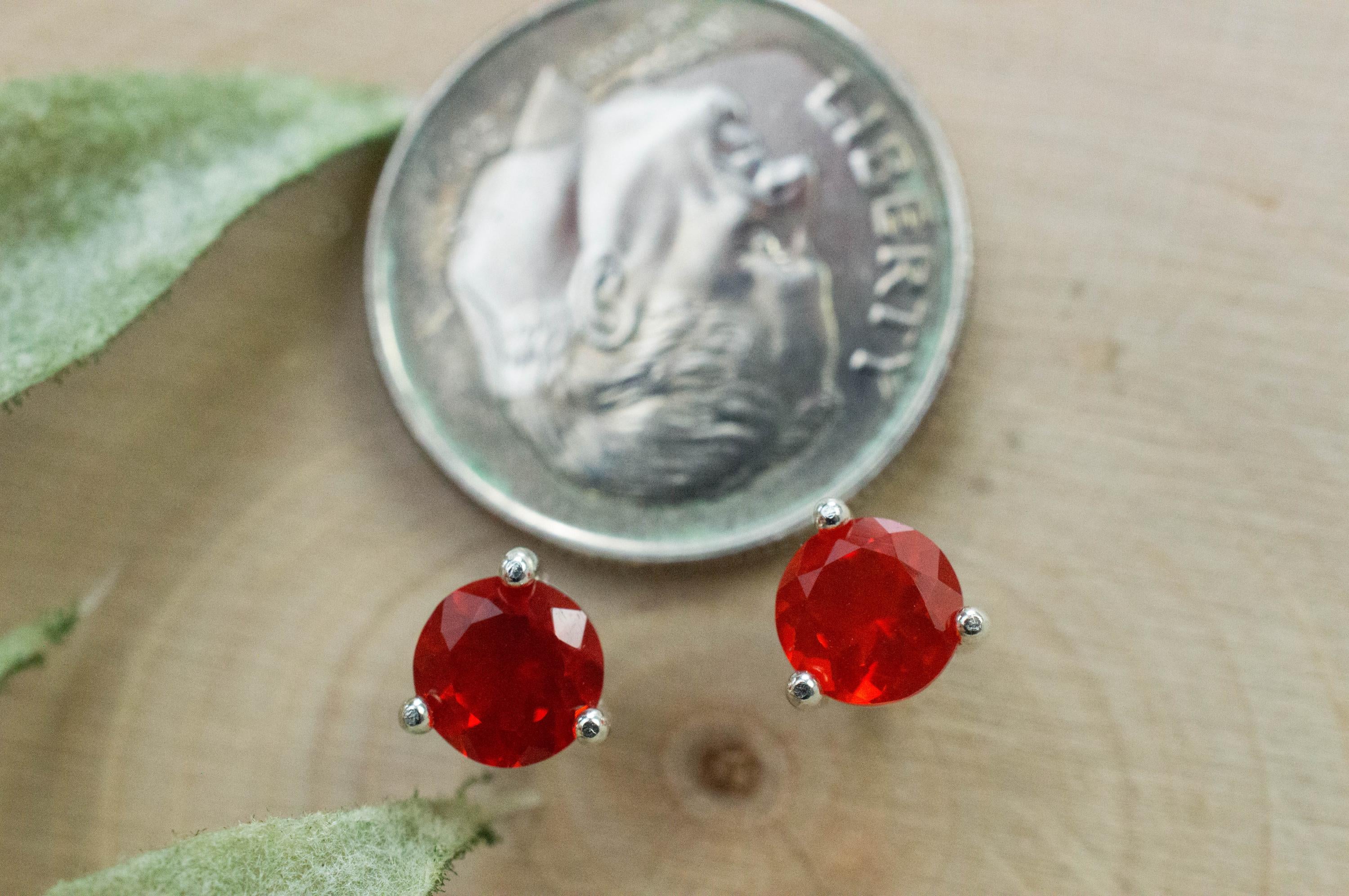 Fire Opal Earrings, Natural Untreated Mexico Opal; 0.755cts - Mark Oliver Gems
