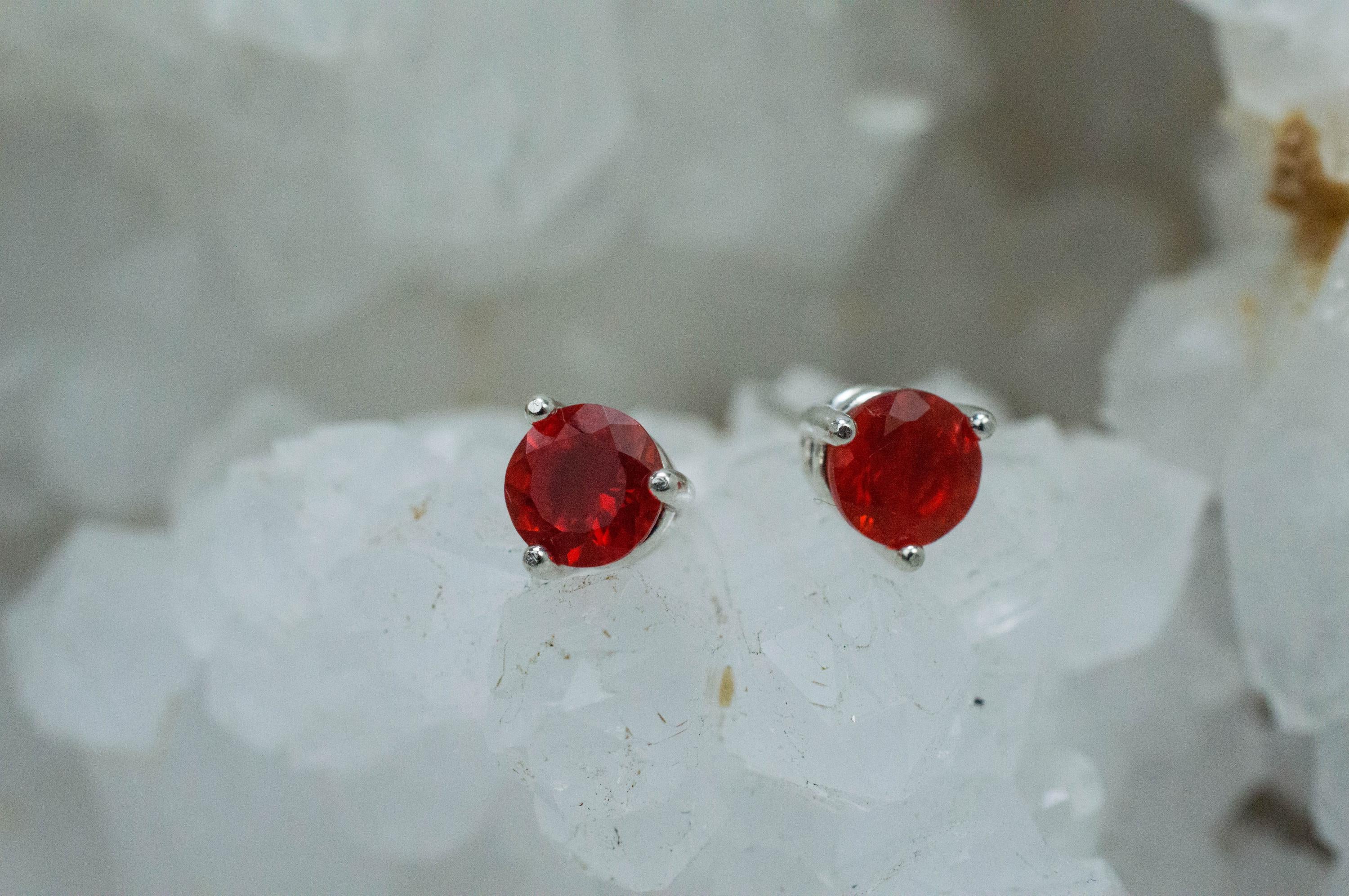 Fire Opal Earrings, Natural Untreated Mexico Opal; 0.755cts - Mark Oliver Gems