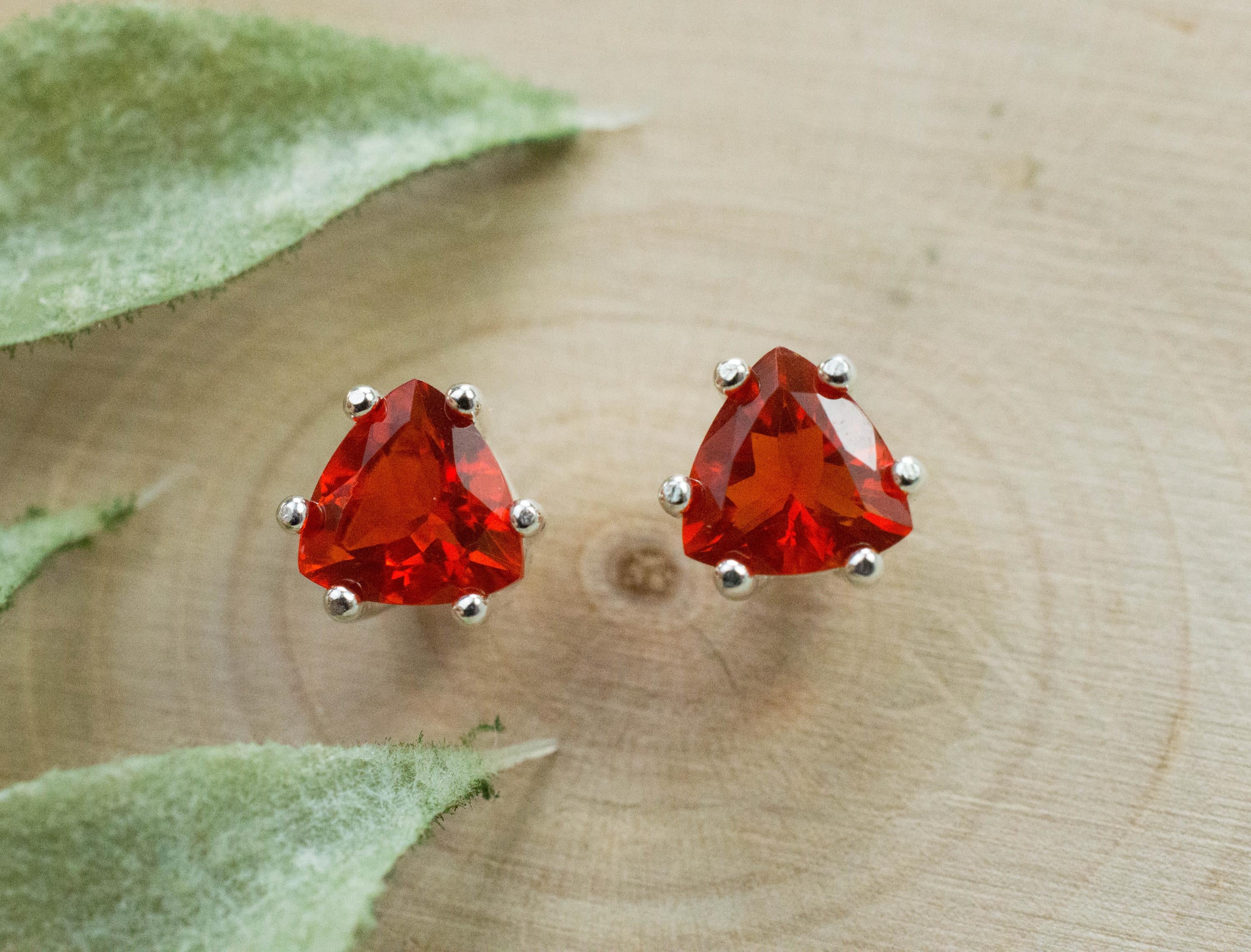 Fire Opal Earrings, Natural Untreated Mexico Opal; 1.015cts - Mark Oliver Gems