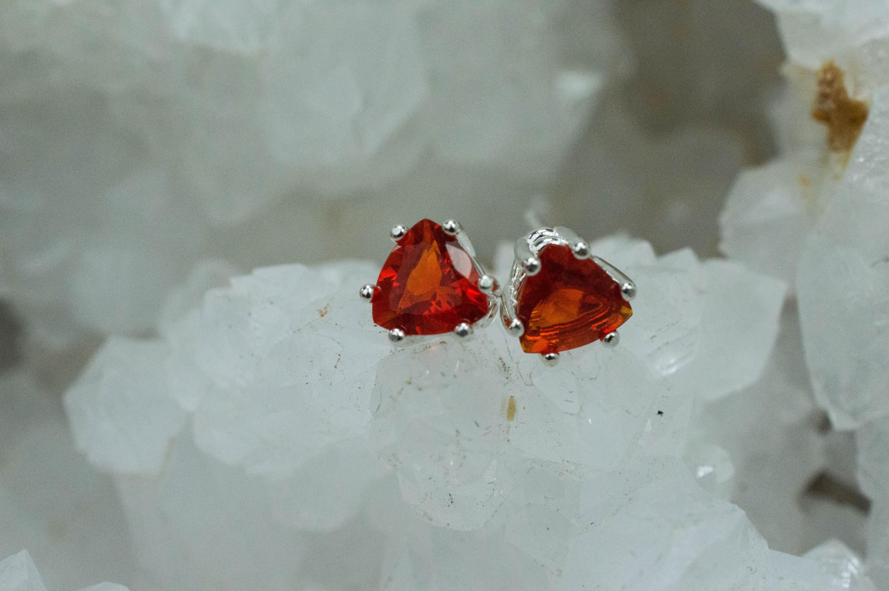 Fire Opal Earrings, Natural Untreated Mexico Opal; 1.015cts - Mark Oliver Gems