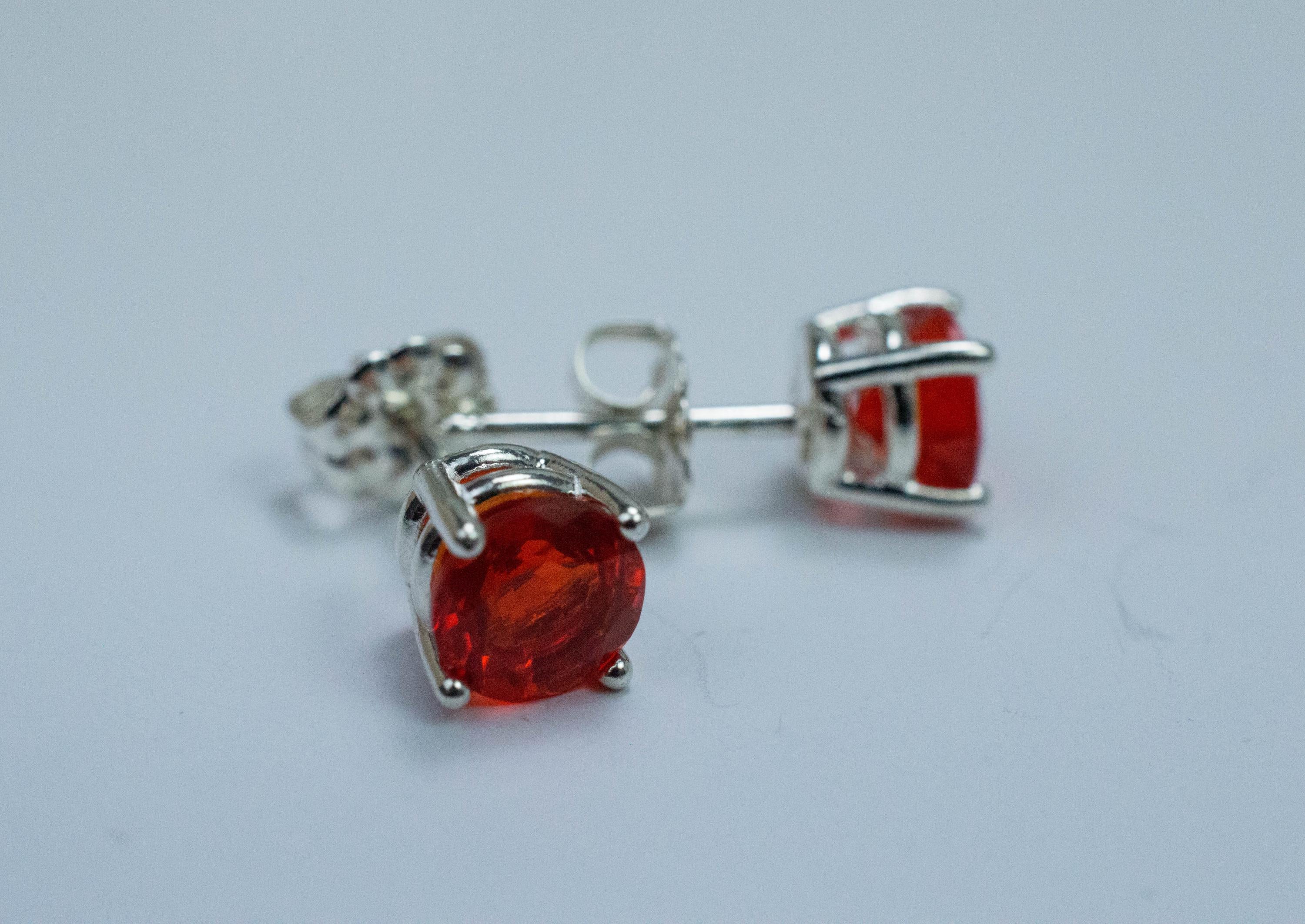 Fire Opal Earrings, Natural Untreated Mexico Opal; 1.135cts - Mark Oliver Gems