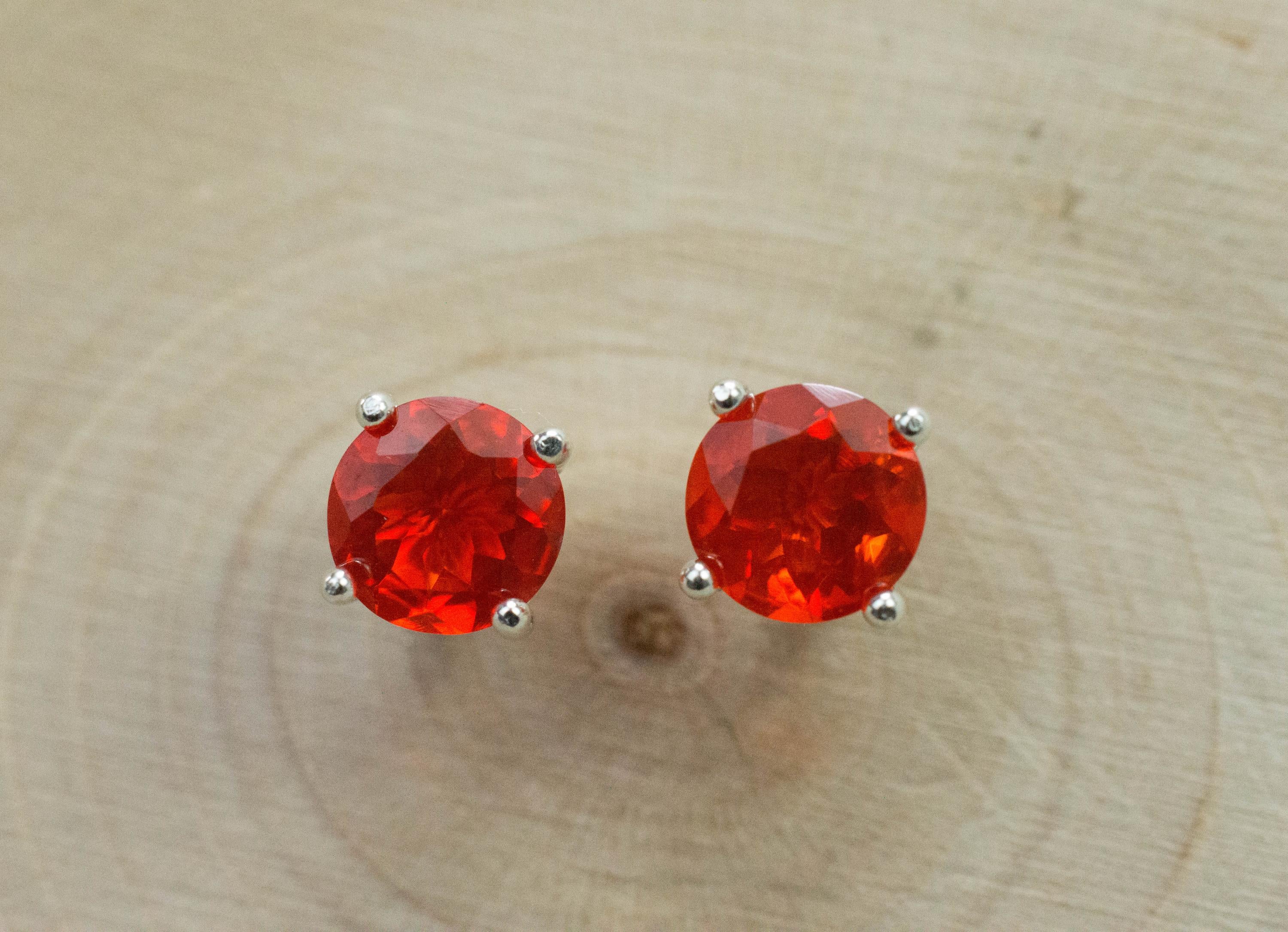 Fire Opal Earrings, Natural Untreated Mexico Opal; 1.135cts - Mark Oliver Gems