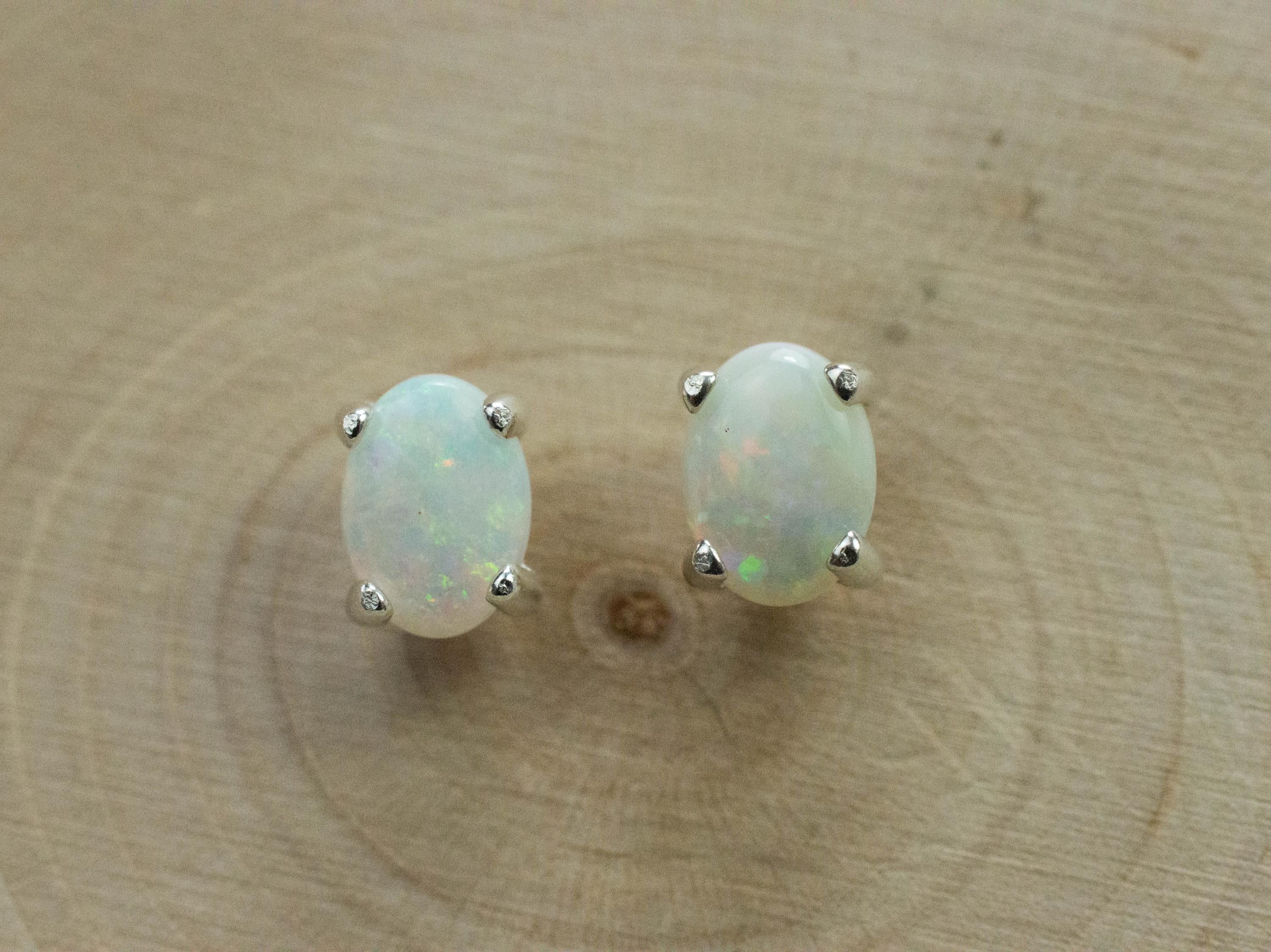 Opal Earrings, Natural Untreated Australia Opal; 0.995cts - Mark Oliver Gems