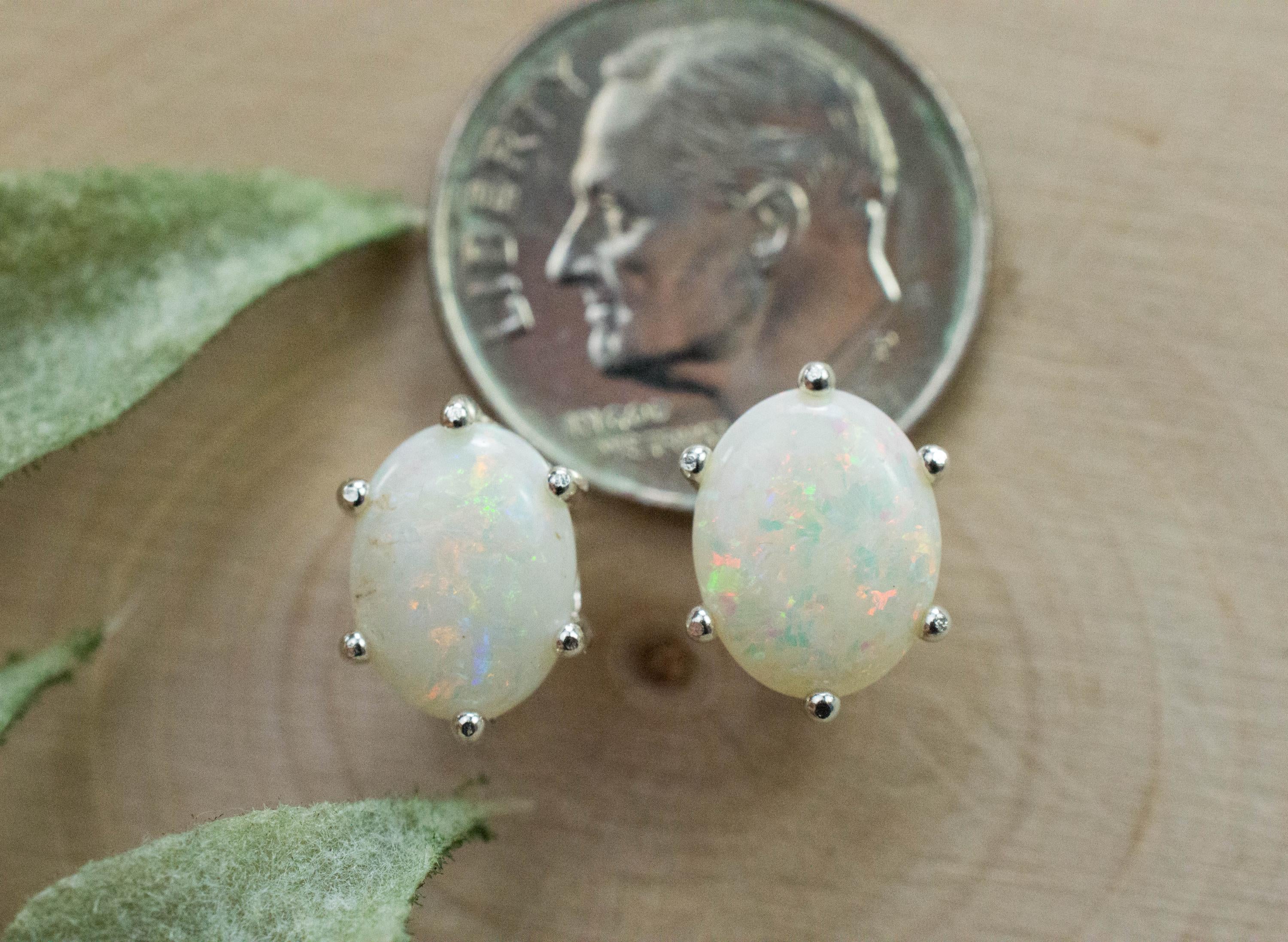 Opal Earrings, Natural Untreated Australia Opal; 1.885cts - Mark Oliver Gems
