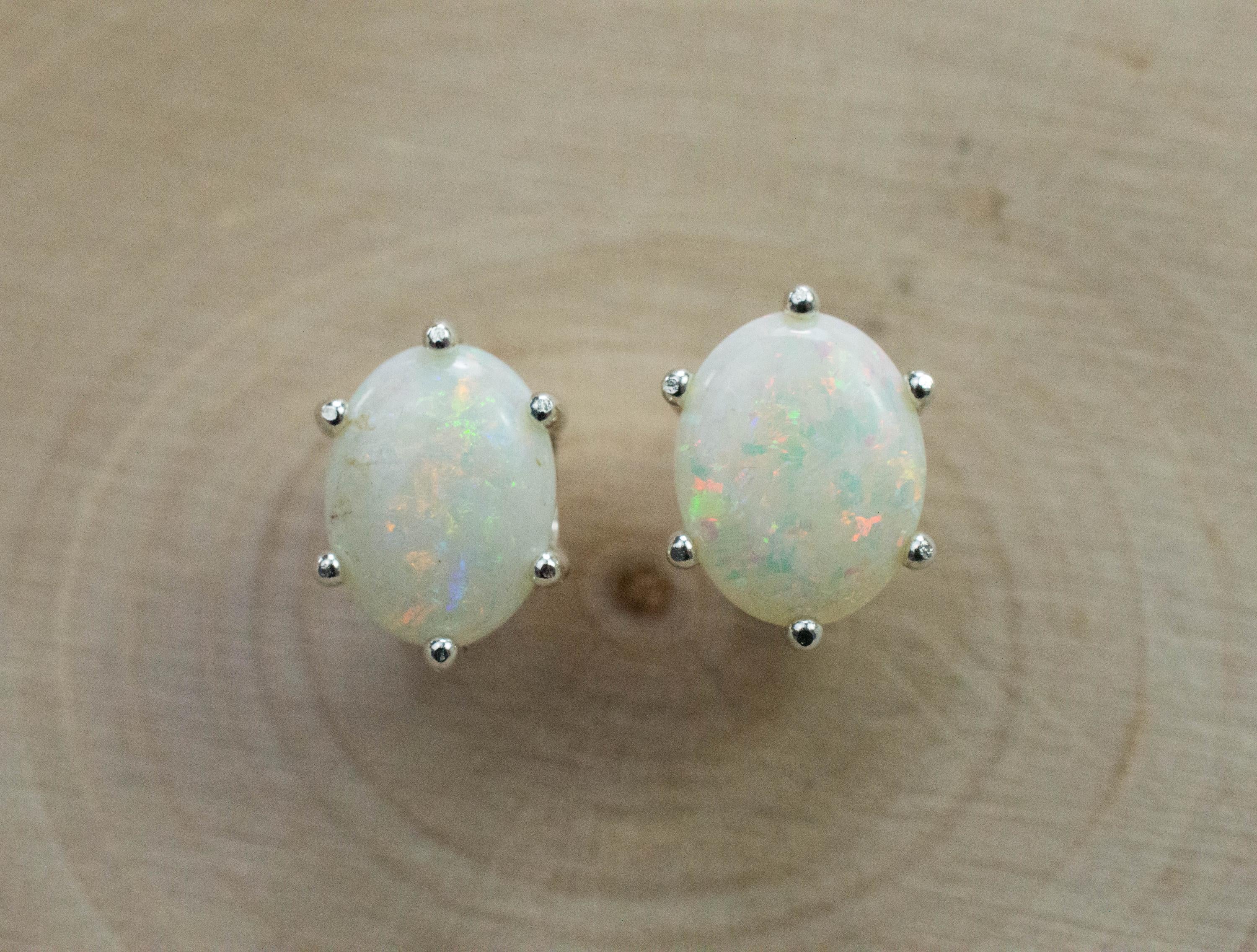 Opal Earrings, Natural Untreated Australia Opal; 1.885cts - Mark Oliver Gems