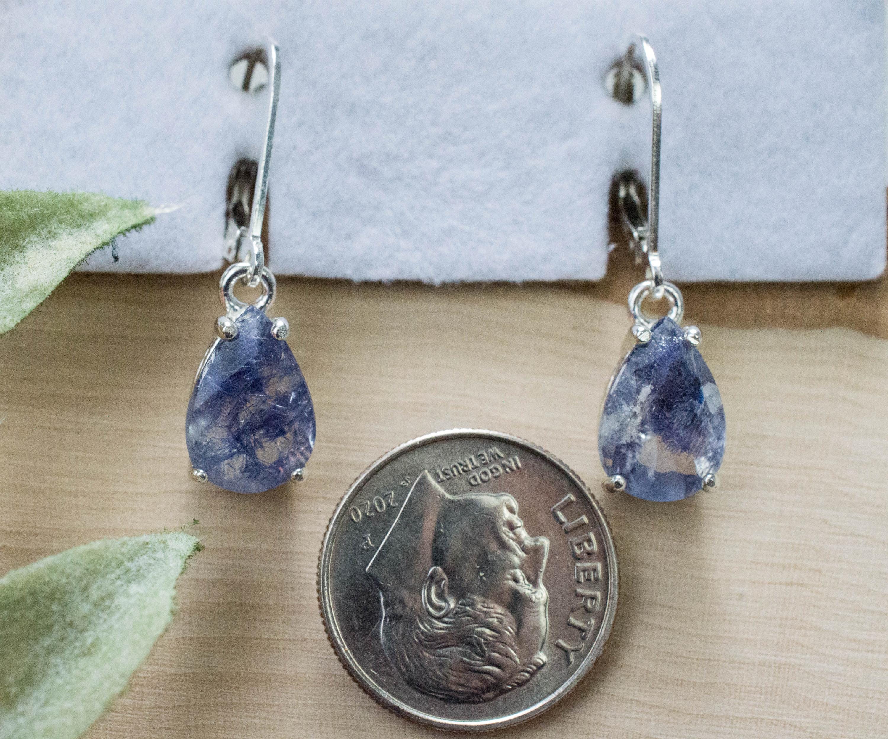 Dumortierite Quartz Earrings; Natural Untreated Brazil Dumortierite; 3.760cts - Mark Oliver Gems