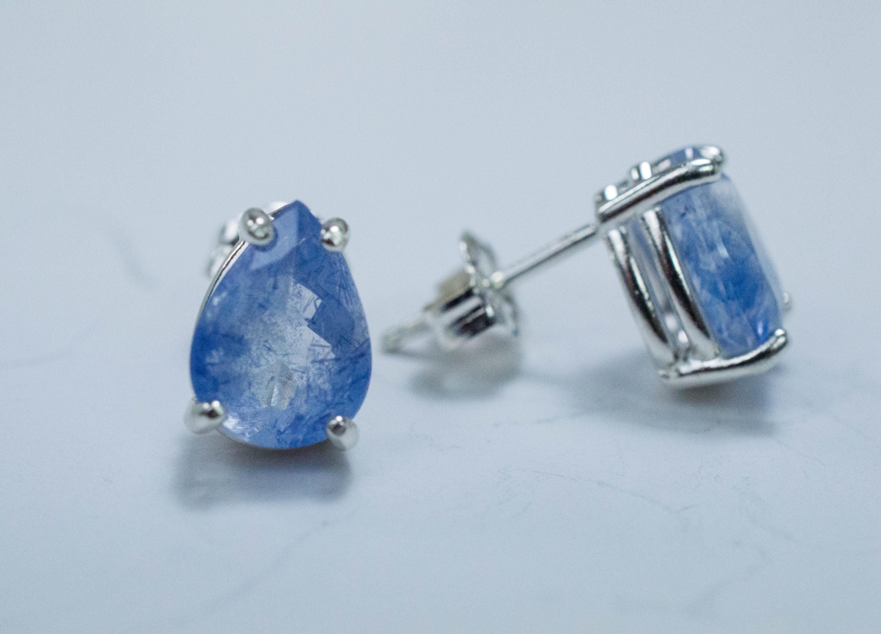 Dumortierite Quartz Earrings; Natural Untreated Brazil Dumortierite; 2.940cts - Mark Oliver Gems