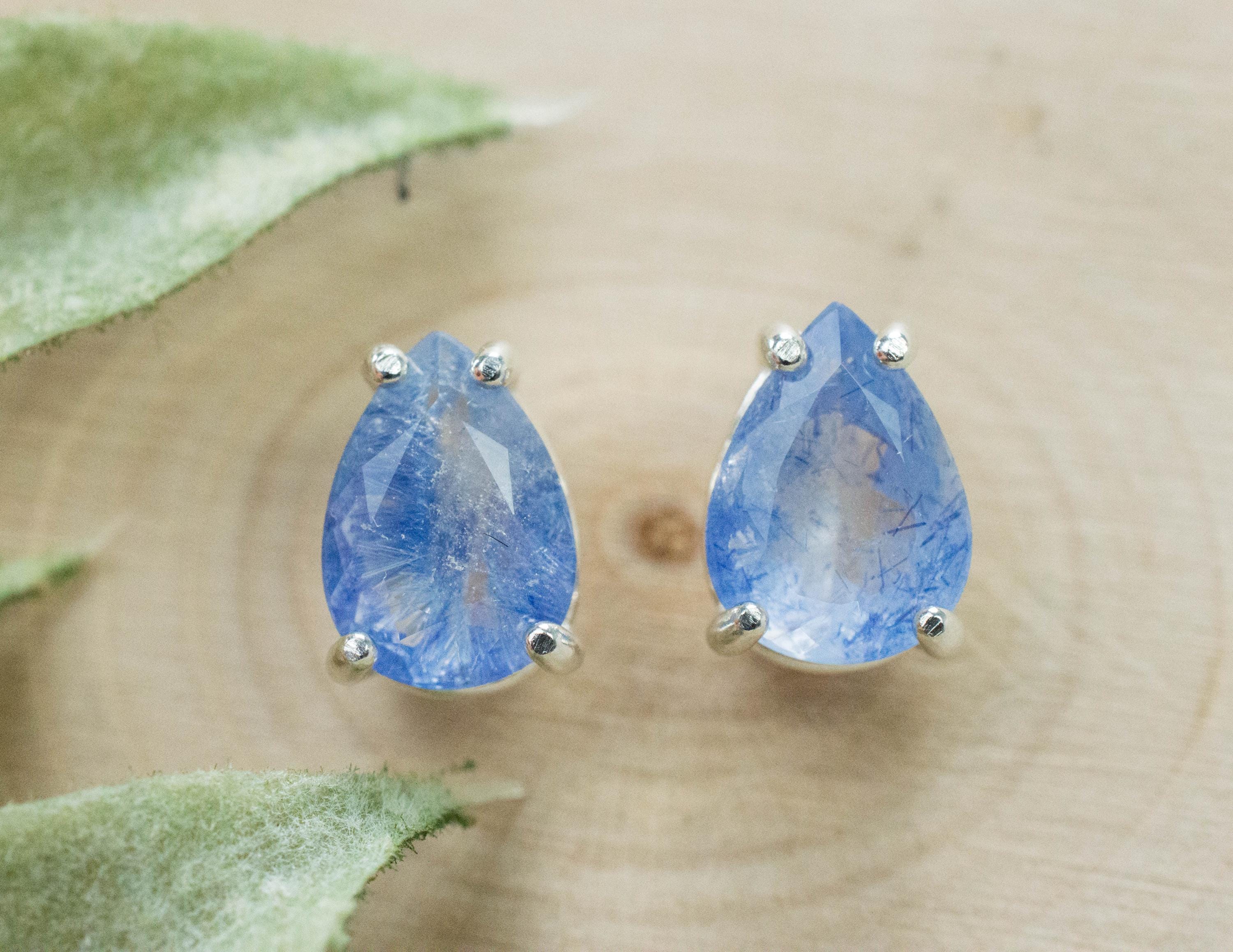 Dumortierite Quartz Earrings; Natural Untreated Brazil Dumortierite; 2.940cts - Mark Oliver Gems