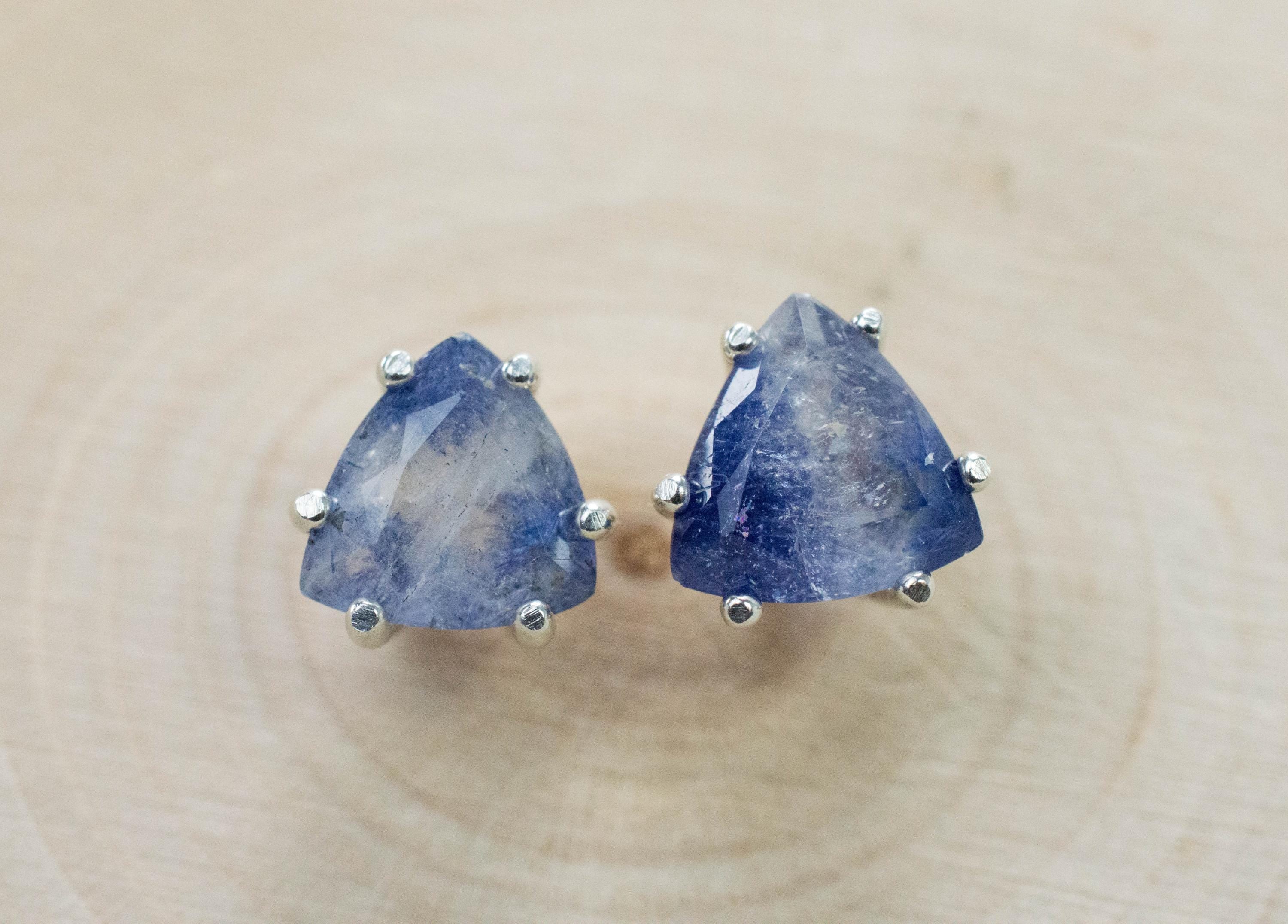 Dumortierite Quartz Earrings; Natural Untreated Brazil Dumortierite; 3.410cts - Mark Oliver Gems