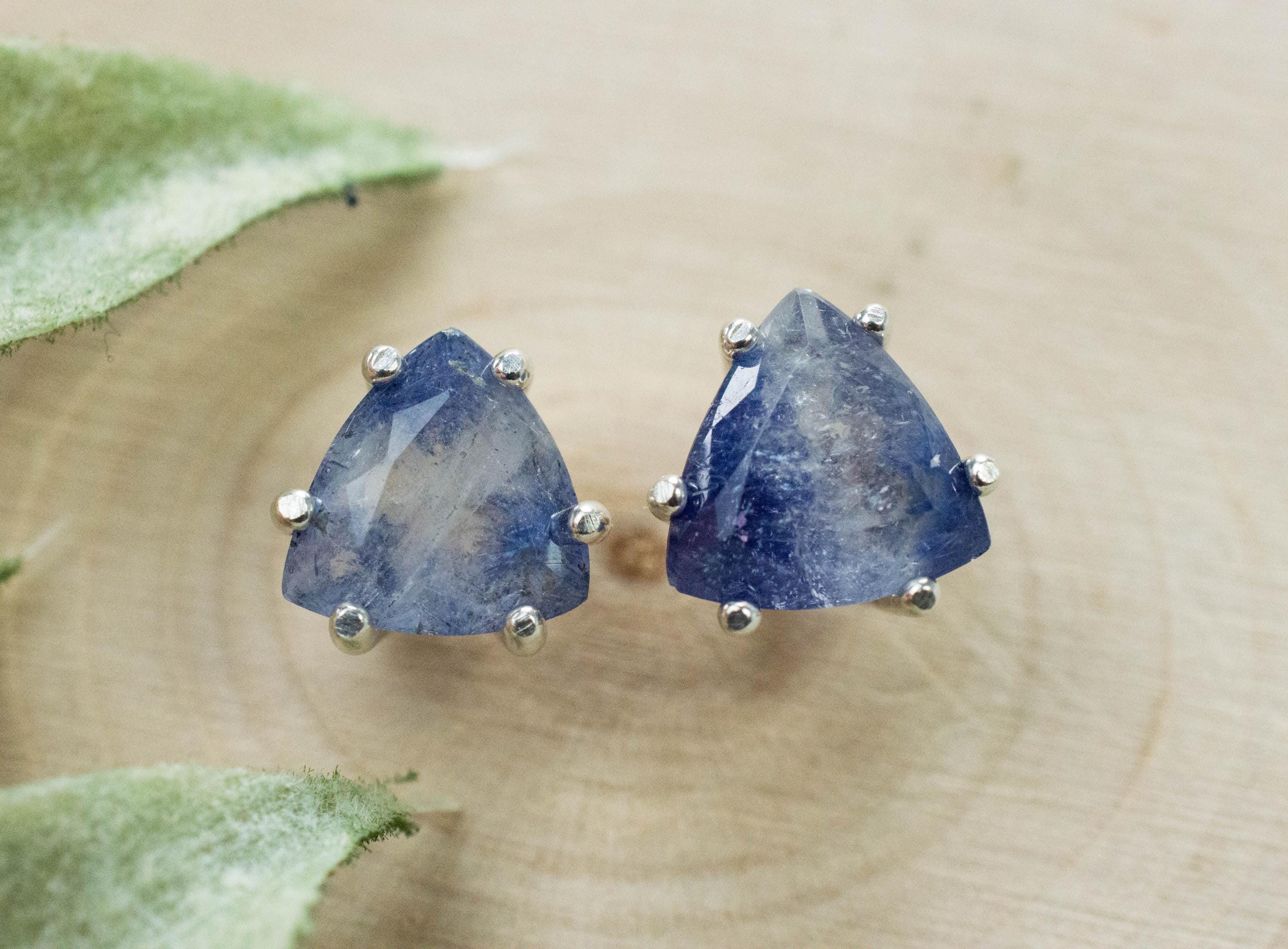 Dumortierite Quartz Earrings; Natural Untreated Brazil Dumortierite; 3.410cts - Mark Oliver Gems
