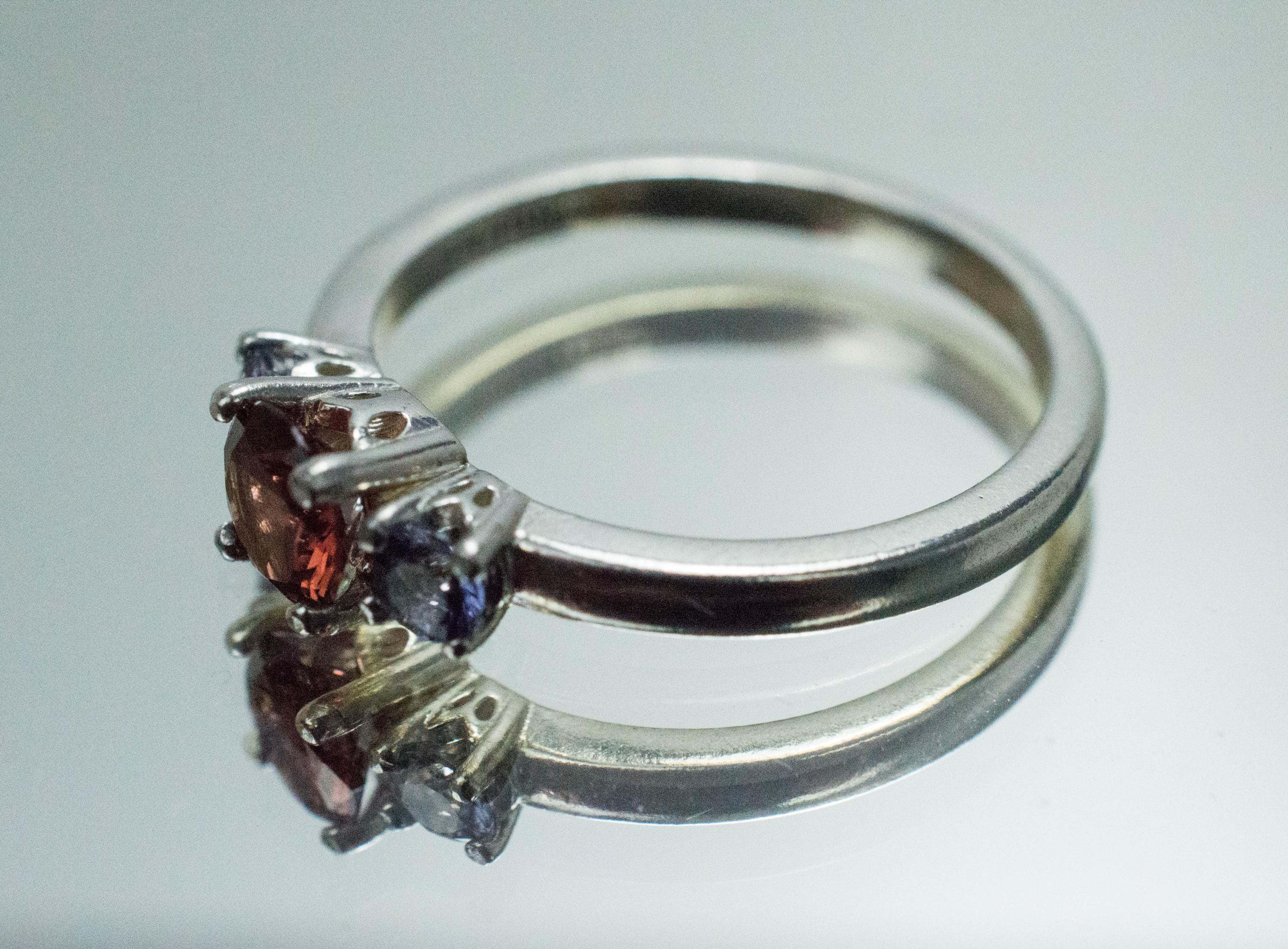 Malaya Garnet and Iolite Ring; Natural Untreated Tanzania Garnet and Iolite - Mark Oliver Gems