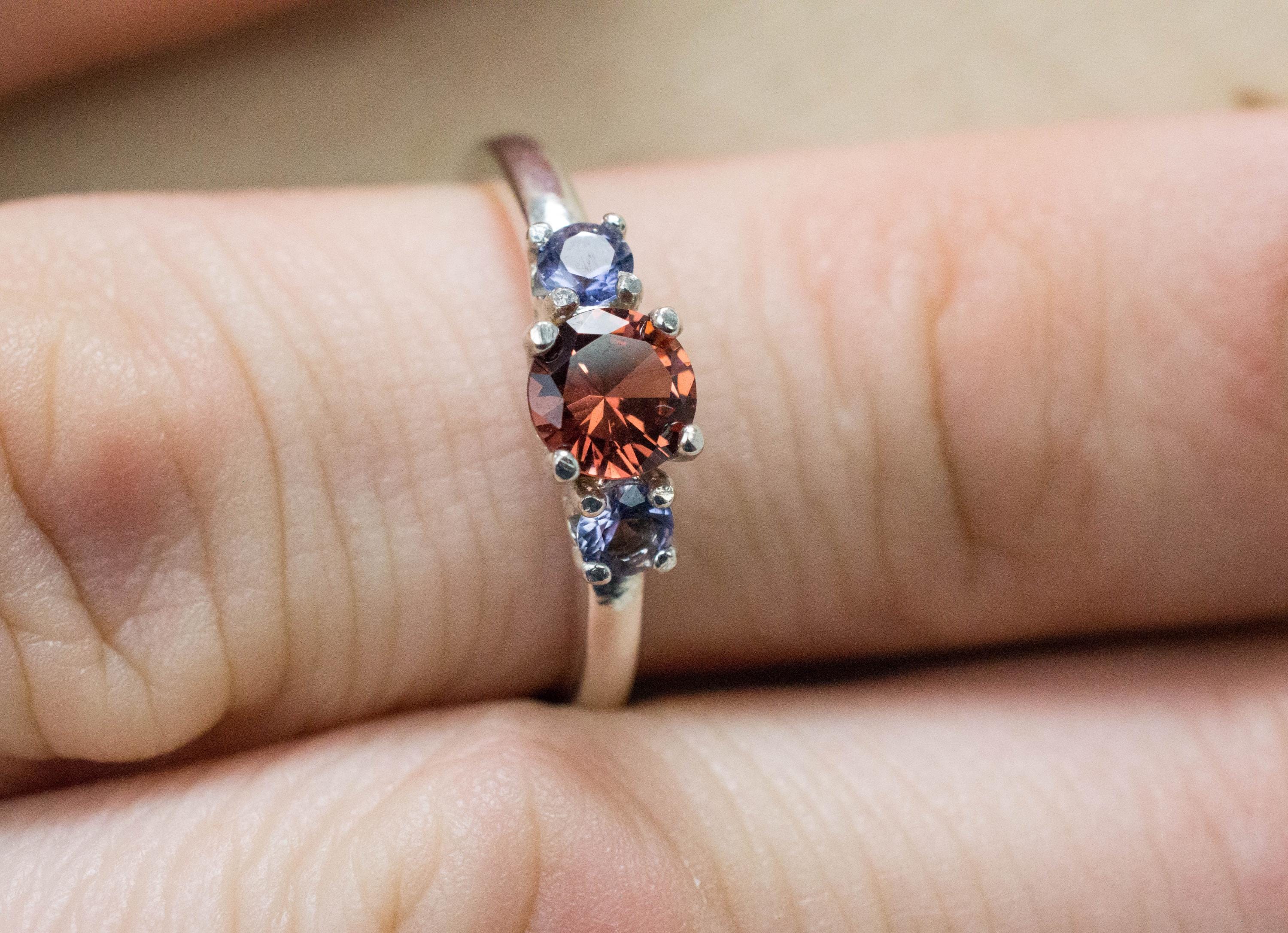 Malaya Garnet and Iolite Ring; Natural Untreated Tanzania Garnet and Iolite - Mark Oliver Gems