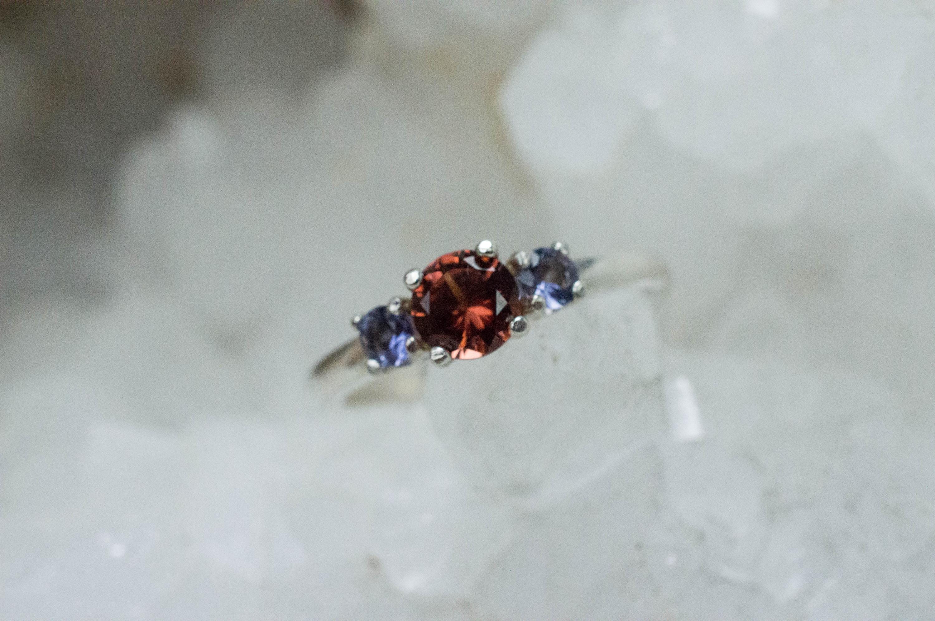 Malaya Garnet and Iolite Ring; Natural Untreated Tanzania Garnet and Iolite - Mark Oliver Gems