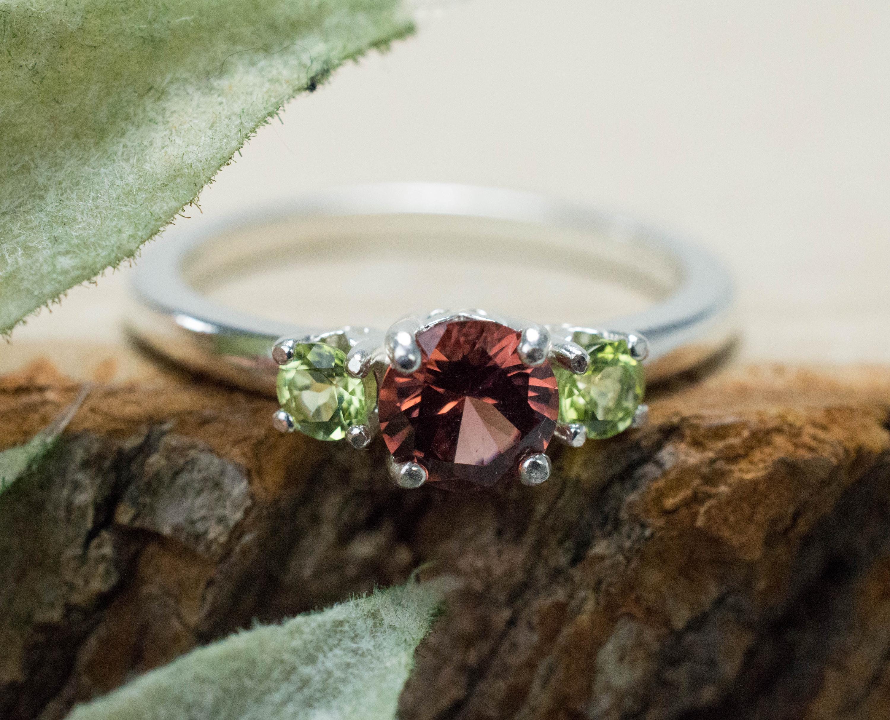 Malaya Garnet and Sapphire Ring; Natural Untreated Tanzania Garnet and Yellow Sapphire - Mark Oliver Gems