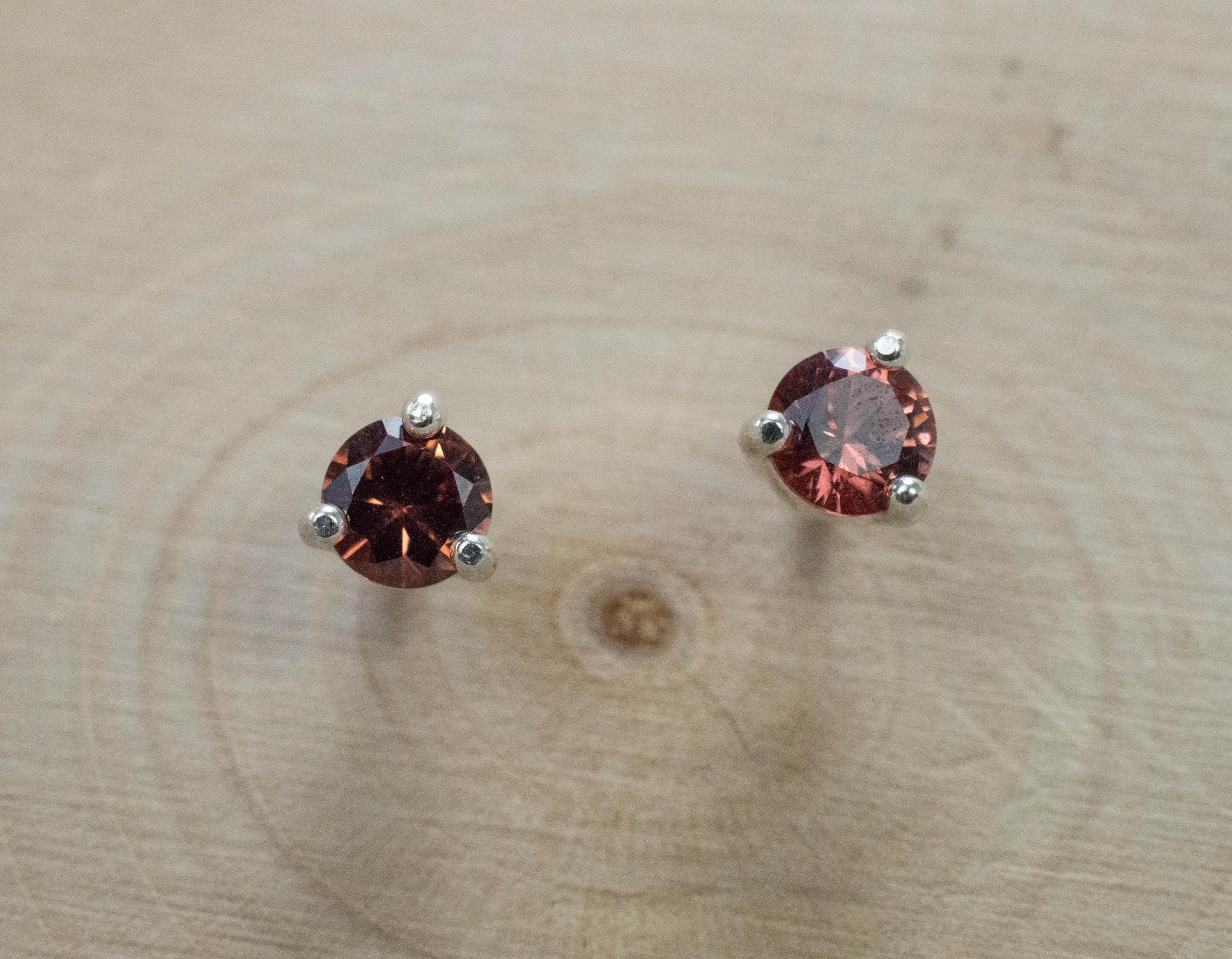 Malaya Garnet Earrings; Natural Untreated Tanzania Garnet; 0.530cts - Mark Oliver Gems