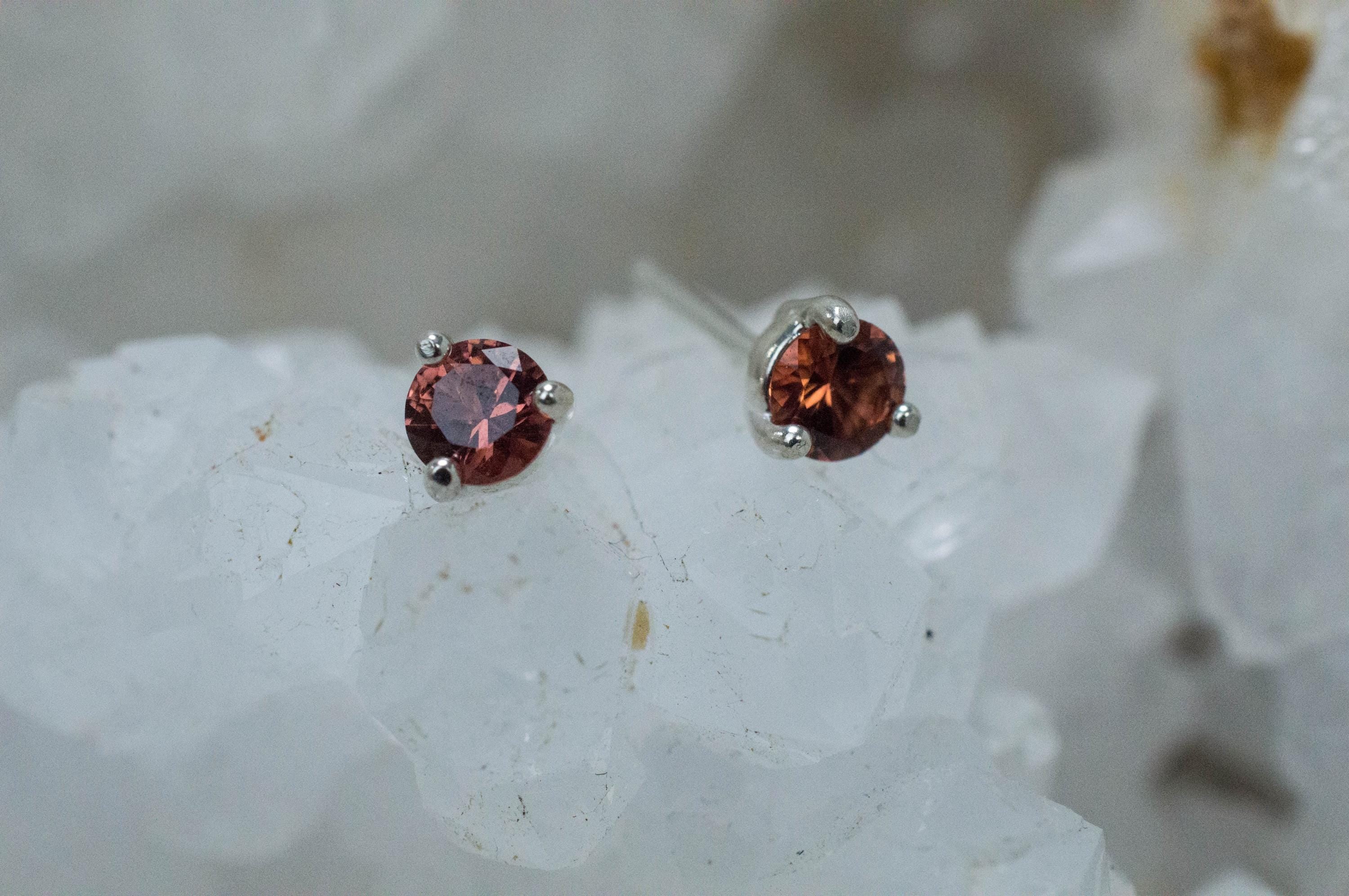 Malaya Garnet Earrings; Natural Untreated Tanzania Garnet; 0.530cts - Mark Oliver Gems