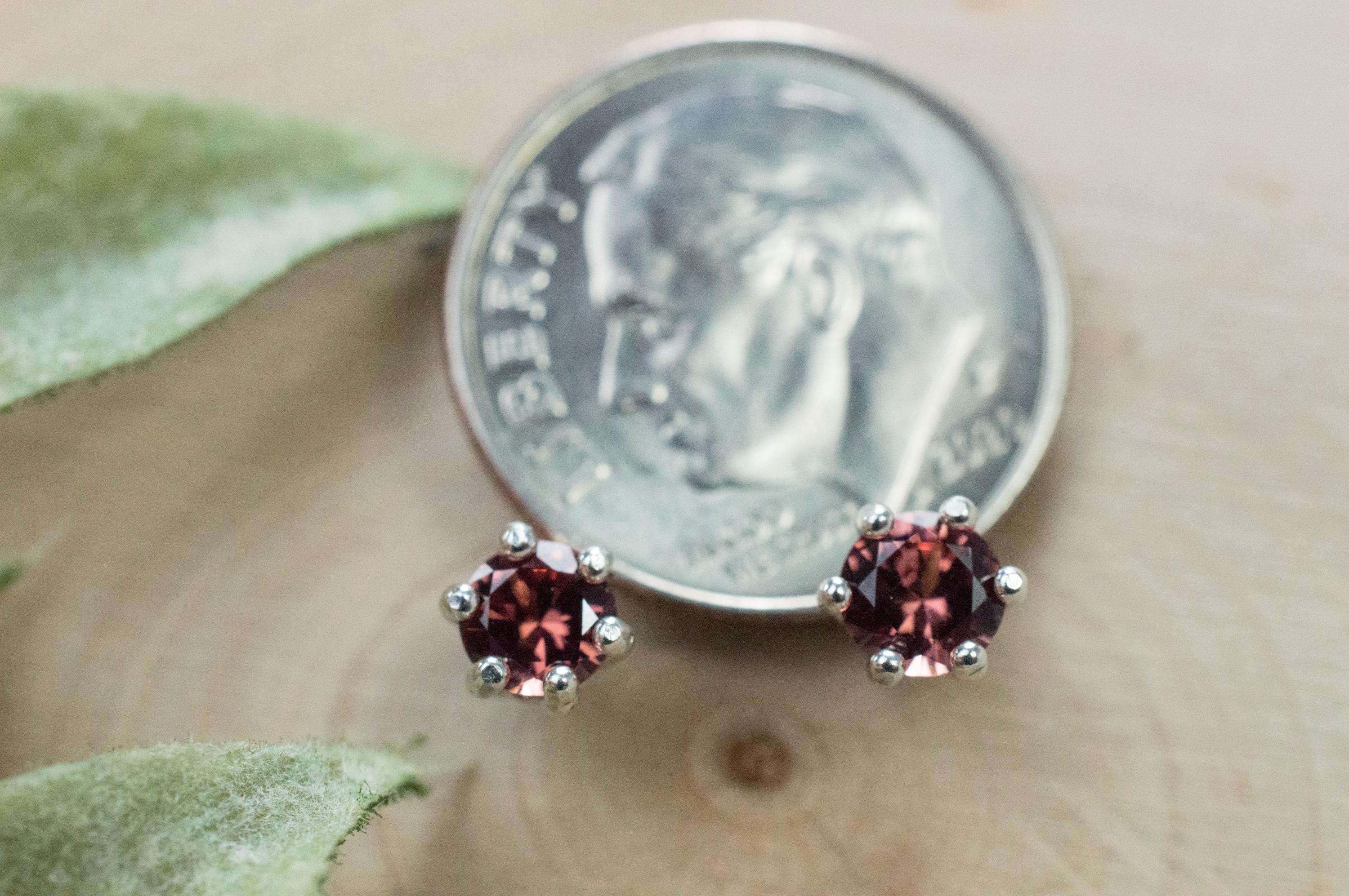 Malaya Garnet Earrings; Natural Untreated Tanzania Garnet; 0.600cts - Mark Oliver Gems