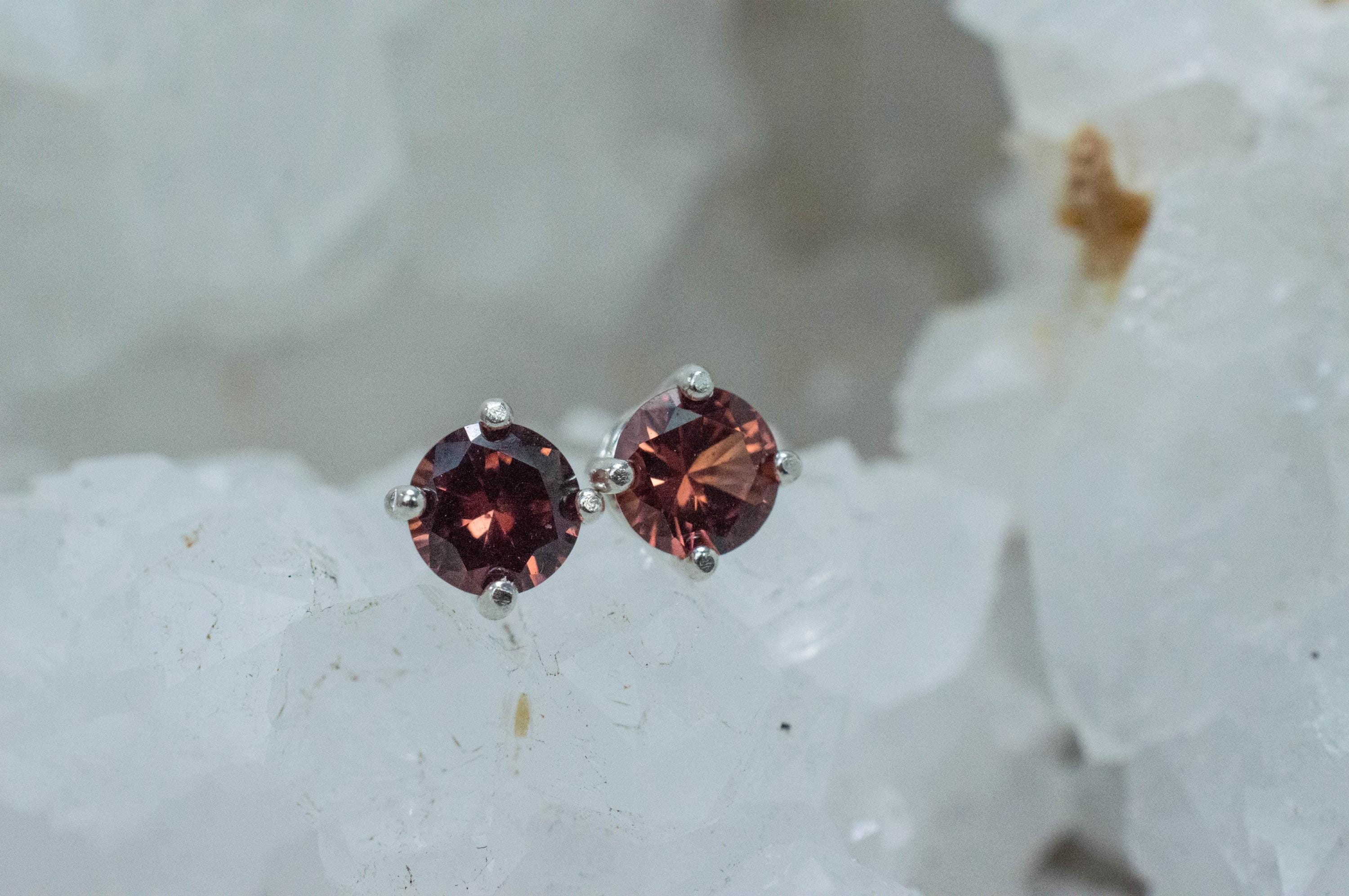 Malaya Garnet Earrings; Natural Untreated Tanzania Garnet; 1.155cts - Mark Oliver Gems