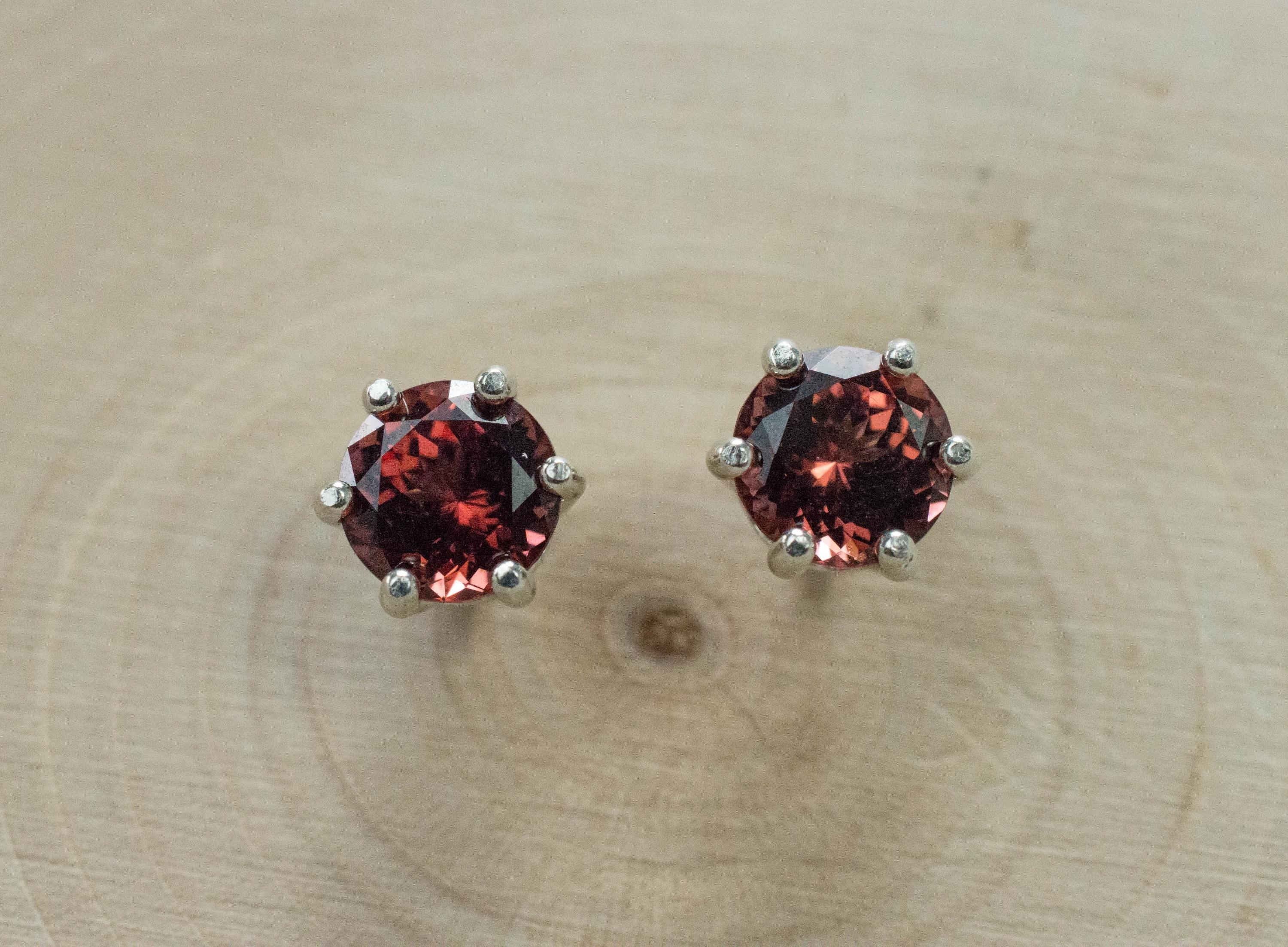Malaya Garnet Earrings; Natural Untreated Tanzania Garnet; 2.110cts - Mark Oliver Gems