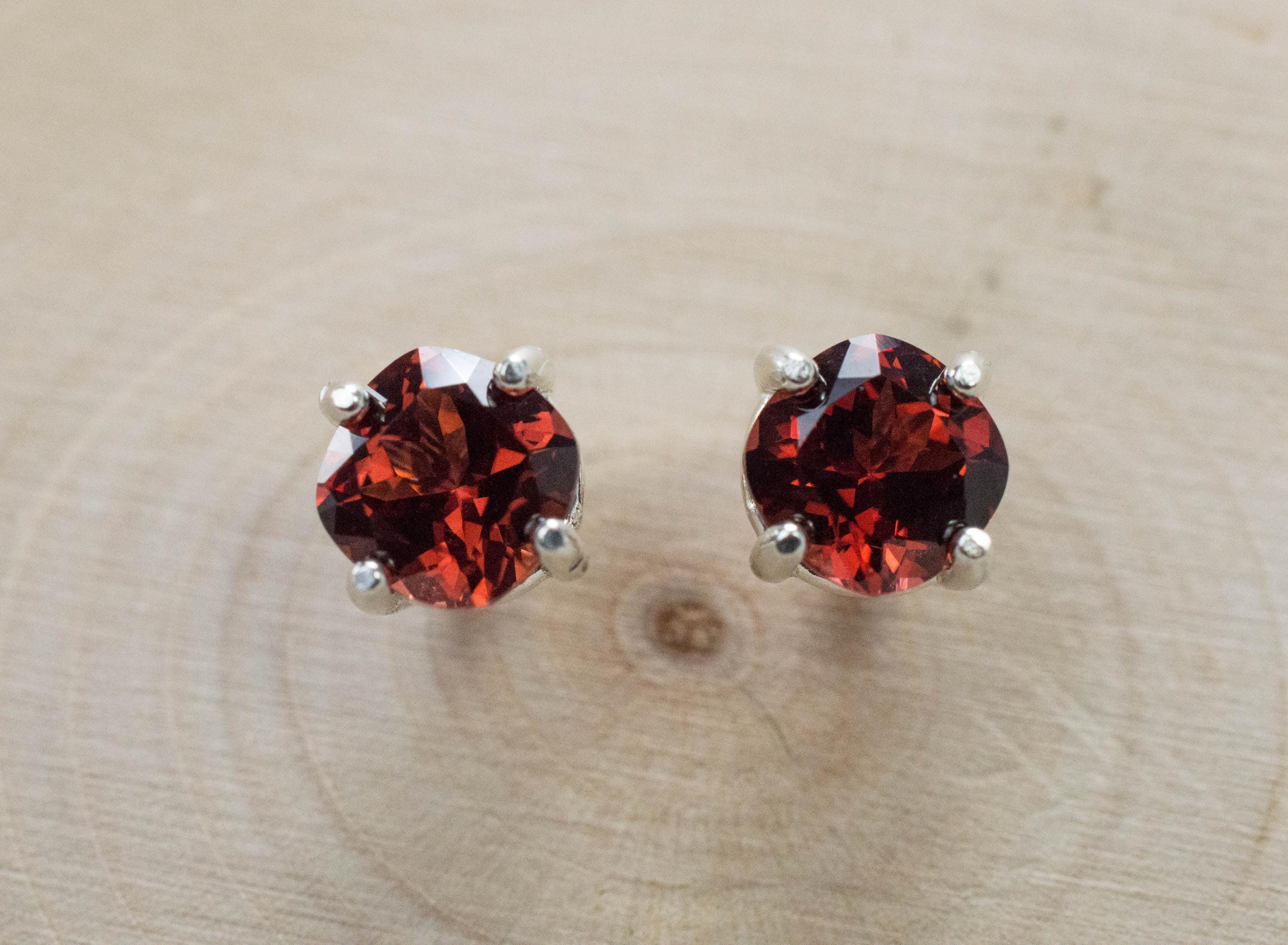 Malaya Garnet Earrings; Natural Untreated Tanzania Garnet; 2.175cts - Mark Oliver Gems