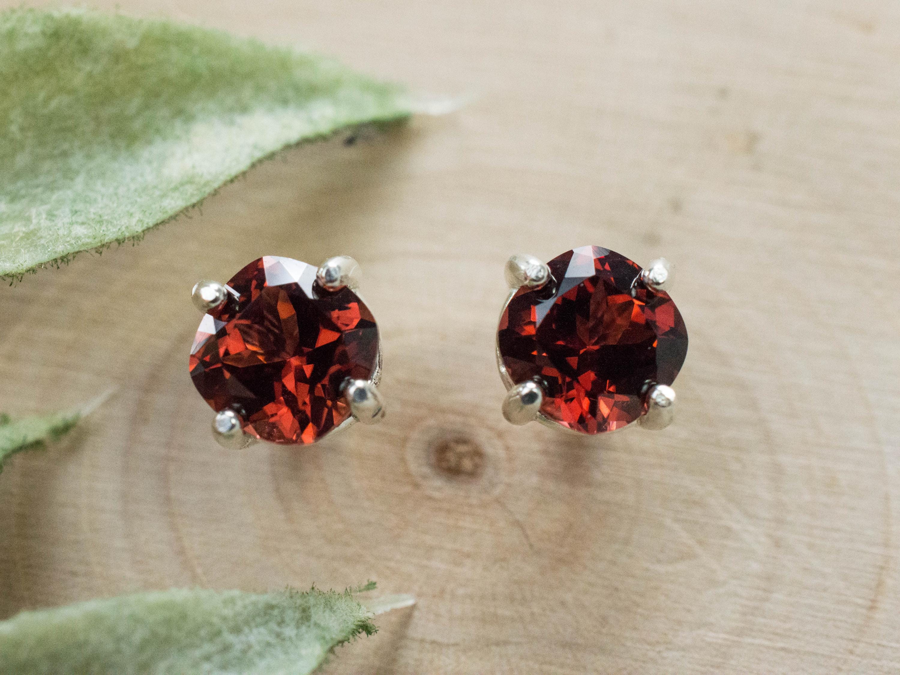 Malaya Garnet Earrings; Natural Untreated Tanzania Garnet; 2.175cts - Mark Oliver Gems