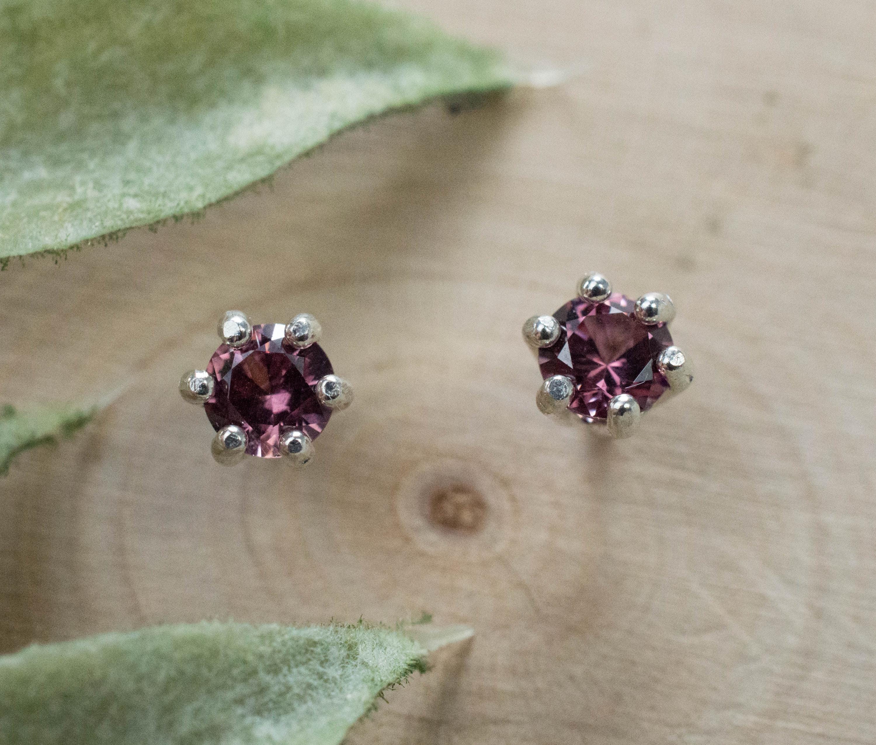 Cranberry Garnet Earrings, Natural Untreated Tanzanian Garnet; 0.565cts - Mark Oliver Gems