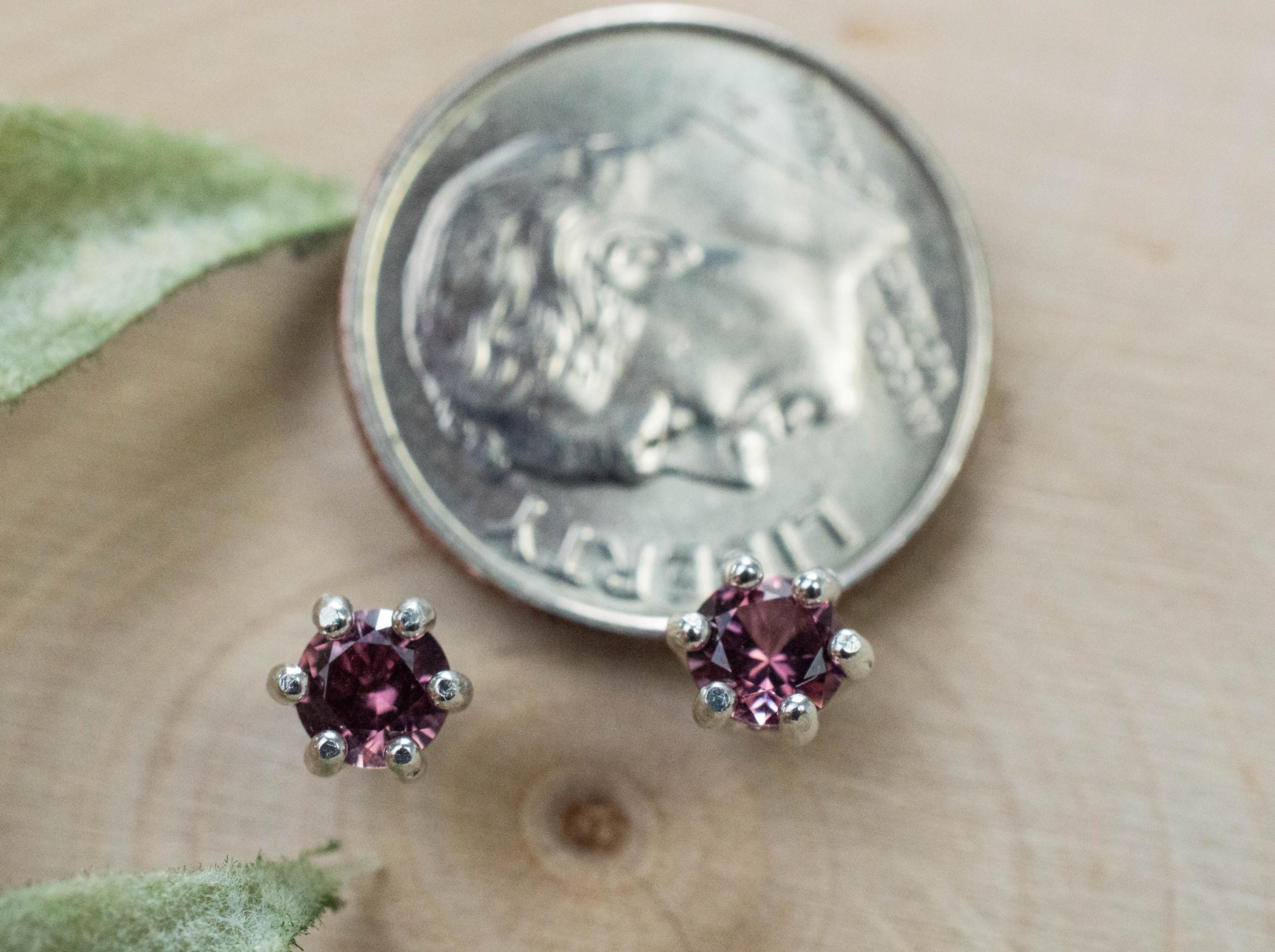 Cranberry Garnet Earrings, Natural Untreated Tanzanian Garnet; 0.565cts - Mark Oliver Gems