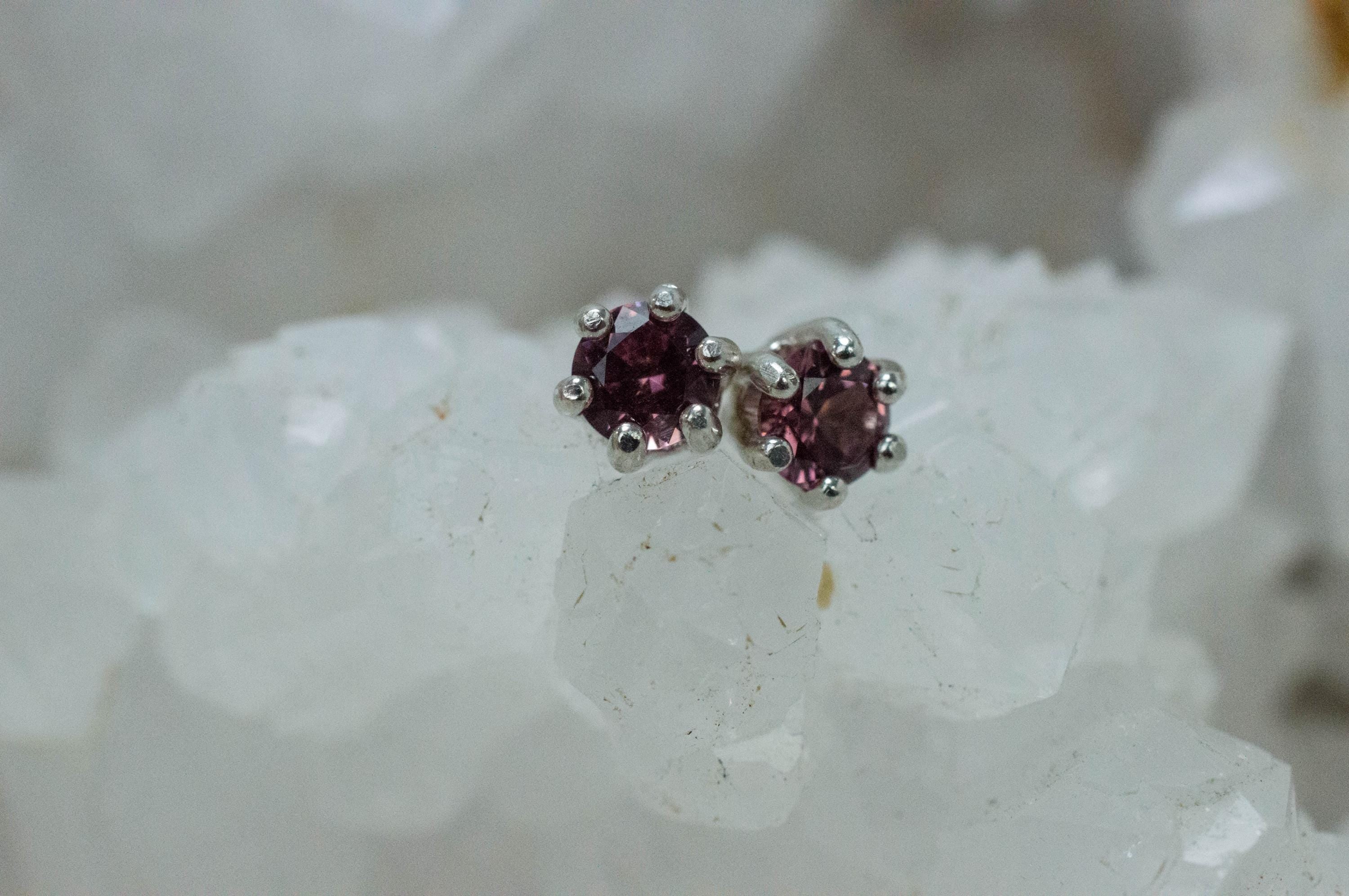 Cranberry Garnet Earrings, Natural Untreated Tanzanian Garnet; 0.565cts - Mark Oliver Gems