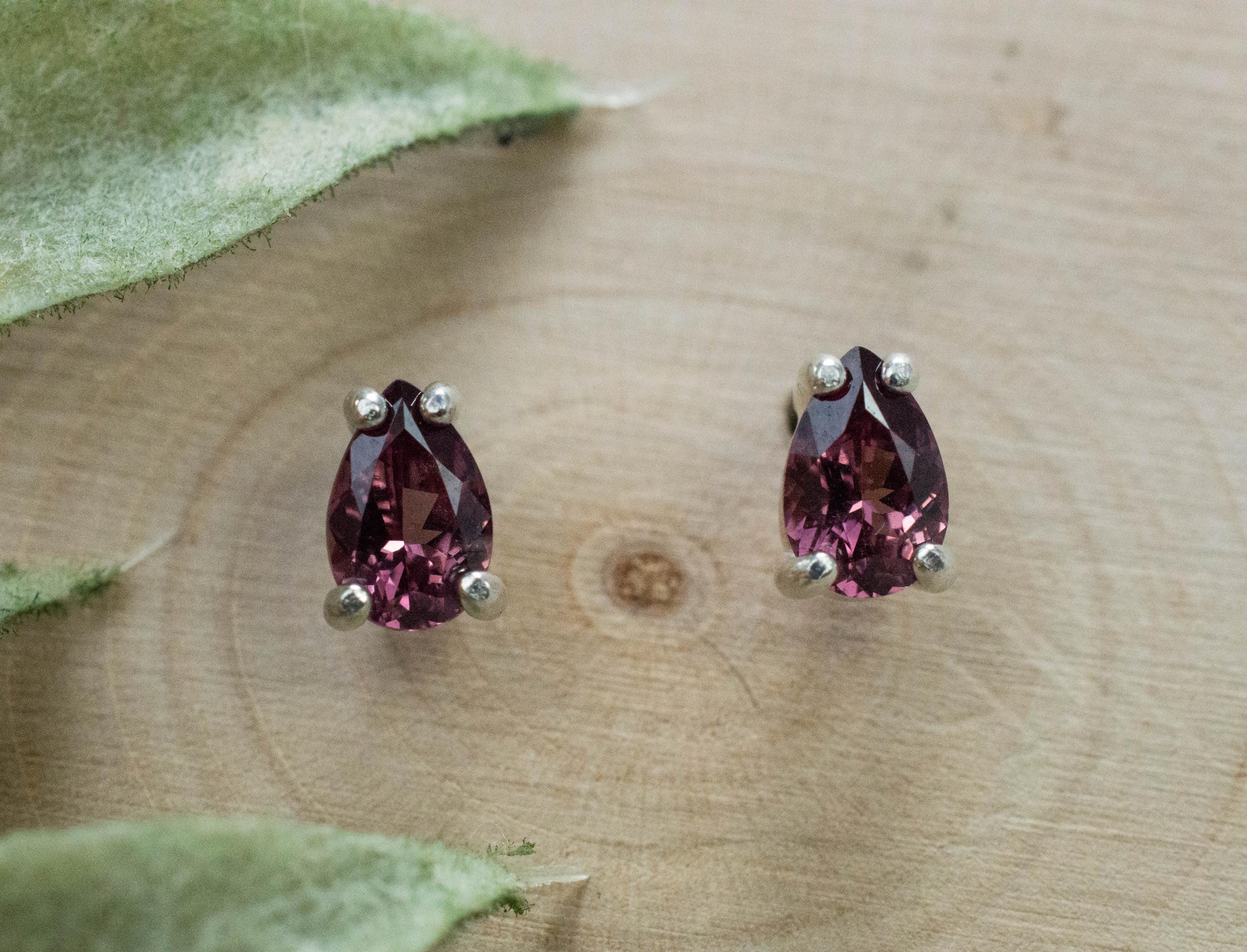 Cranberry Garnet Earrings, Natural Untreated Tanzanian Garnet; 0.930cts - Mark Oliver Gems