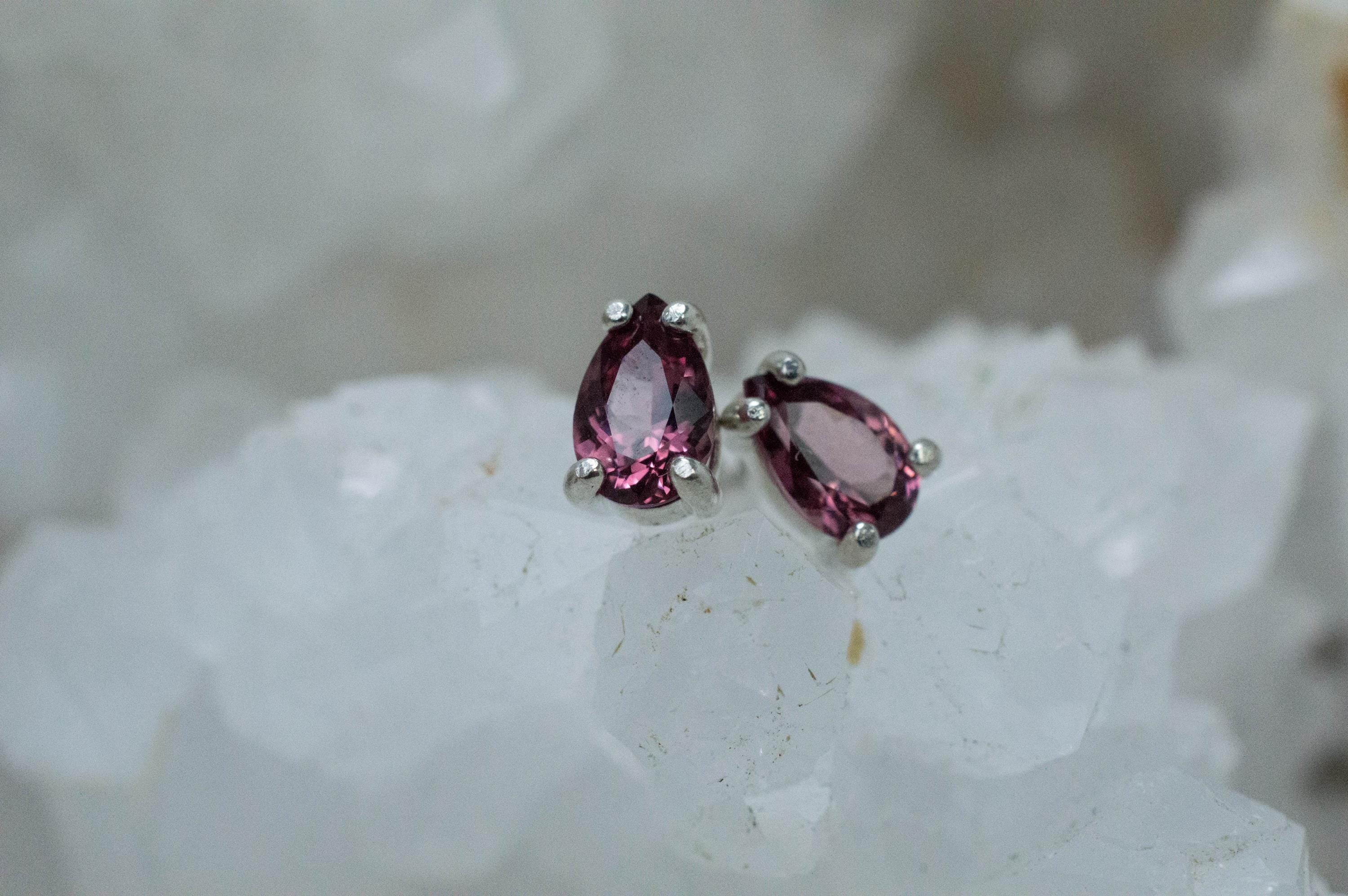 Cranberry Garnet Earrings, Natural Untreated Tanzanian Garnet; 0.930cts - Mark Oliver Gems