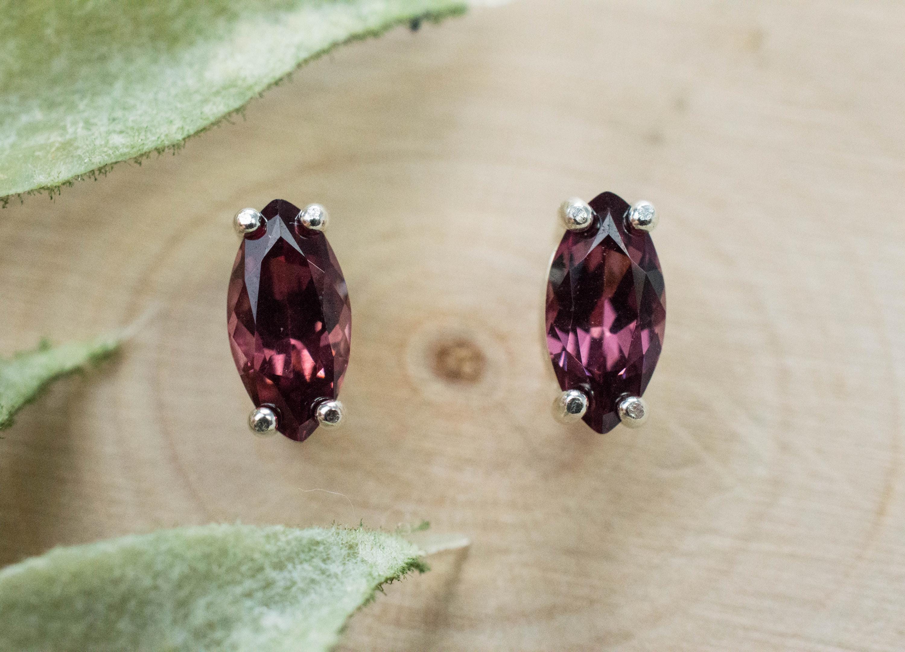 Cranberry Garnet Earrings, Natural Untreated Tanzanian Garnet; 1.060cts - Mark Oliver Gems