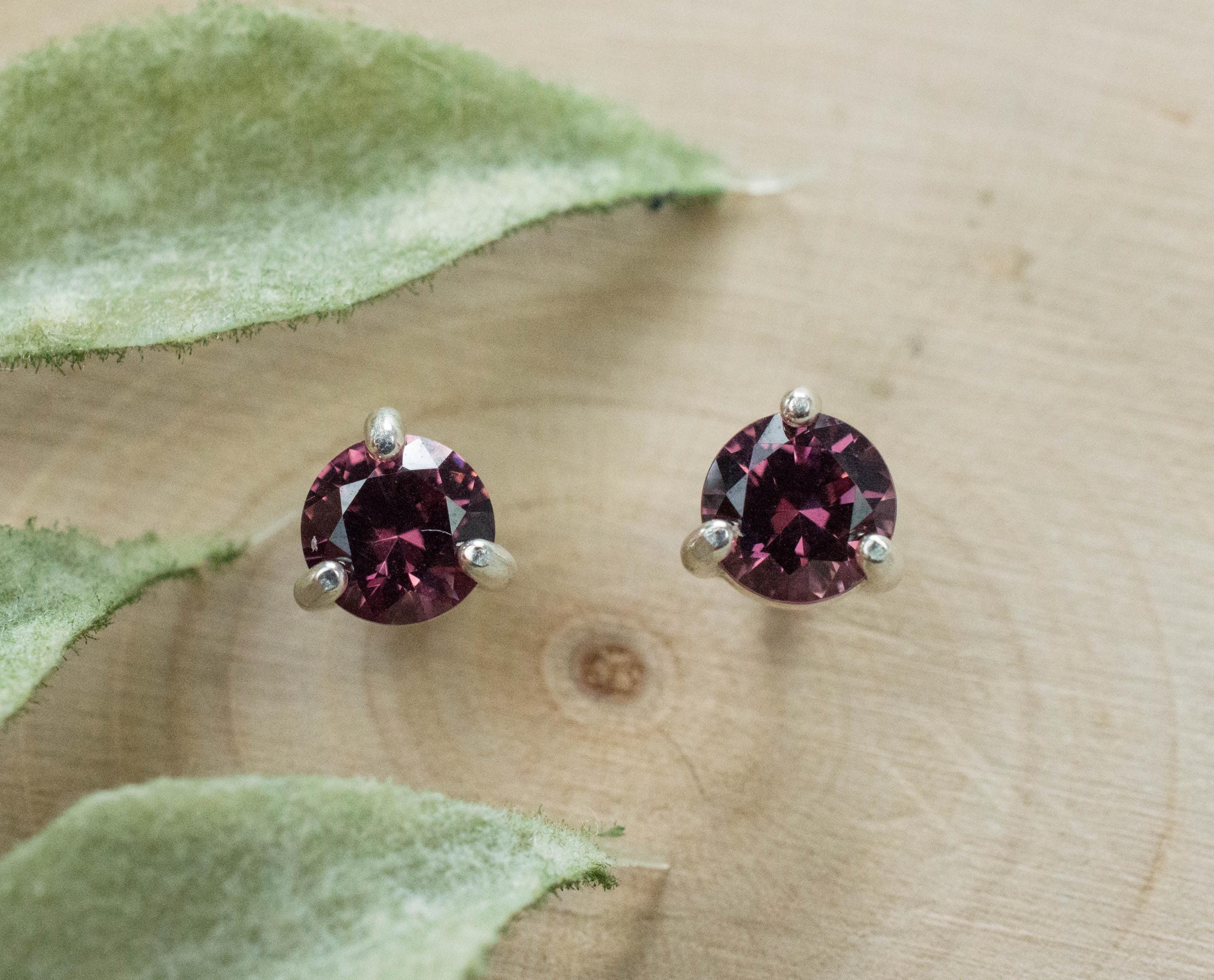 Cranberry Garnet Earrings, Natural Untreated Tanzanian Garnet; 1.095cts - Mark Oliver Gems