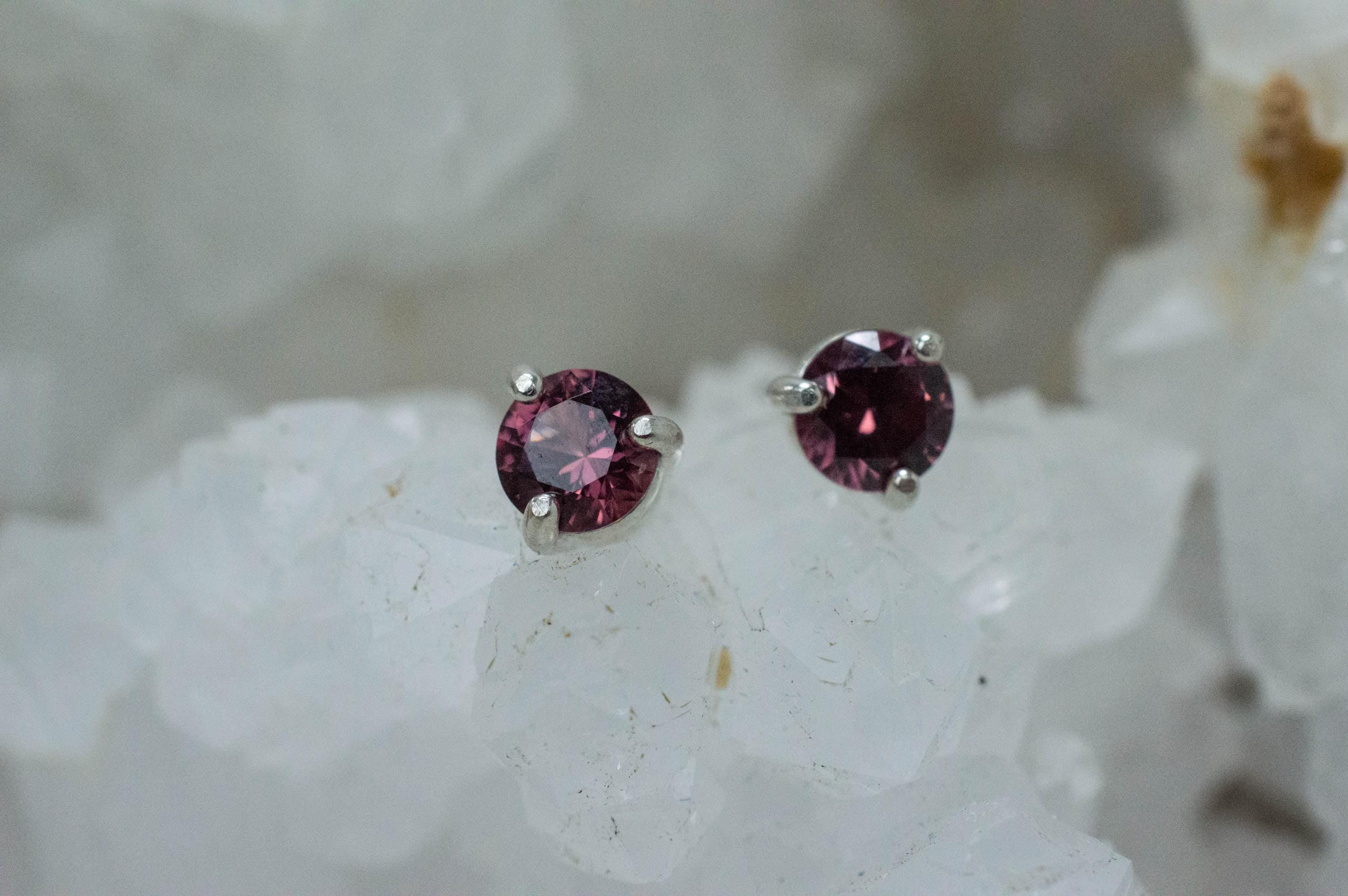 Cranberry Garnet Earrings, Natural Untreated Tanzanian Garnet; 1.095cts - Mark Oliver Gems