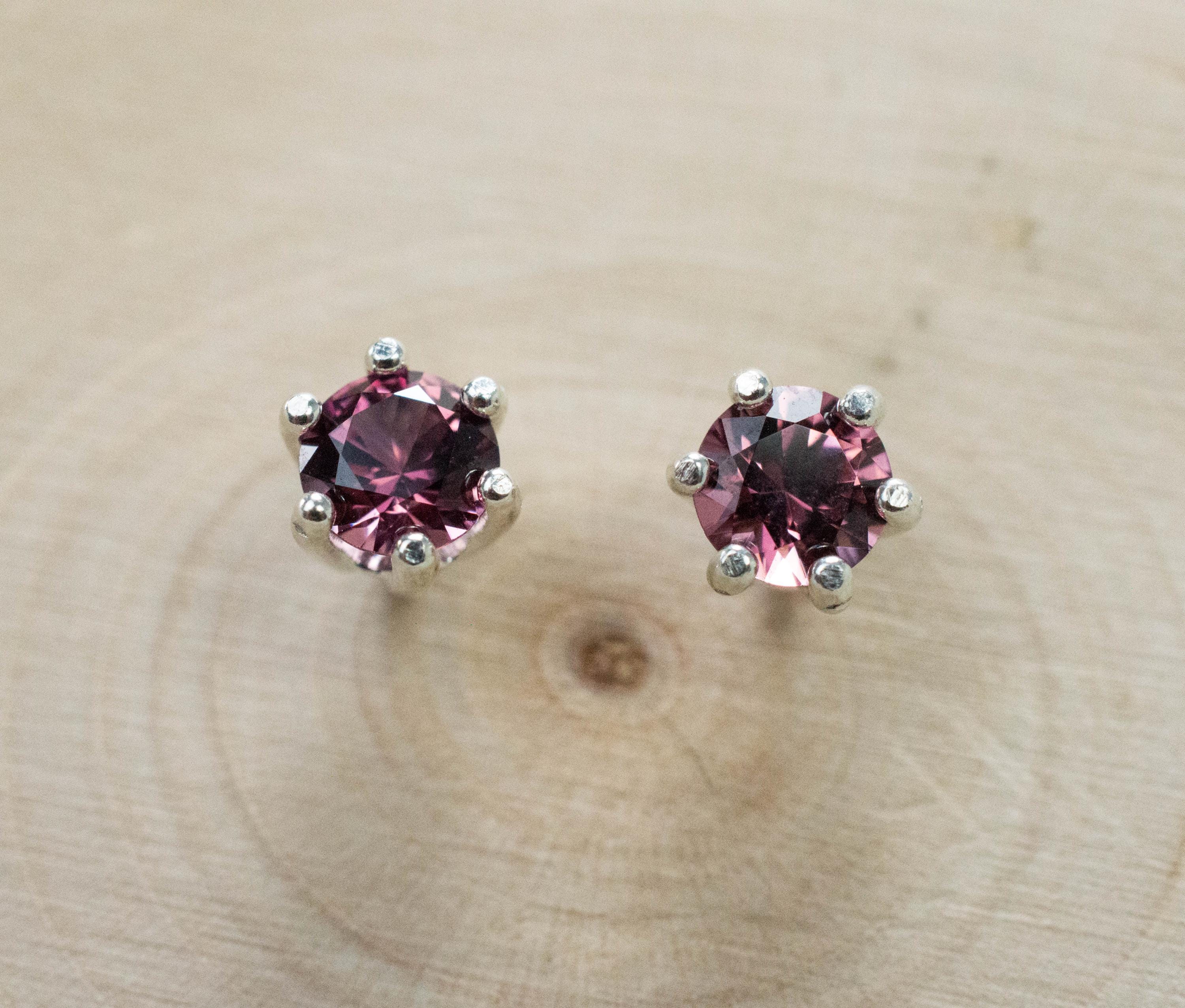 Cranberry Garnet Earrings, Natural Untreated Tanzanian Garnet; 1.090cts - Mark Oliver Gems